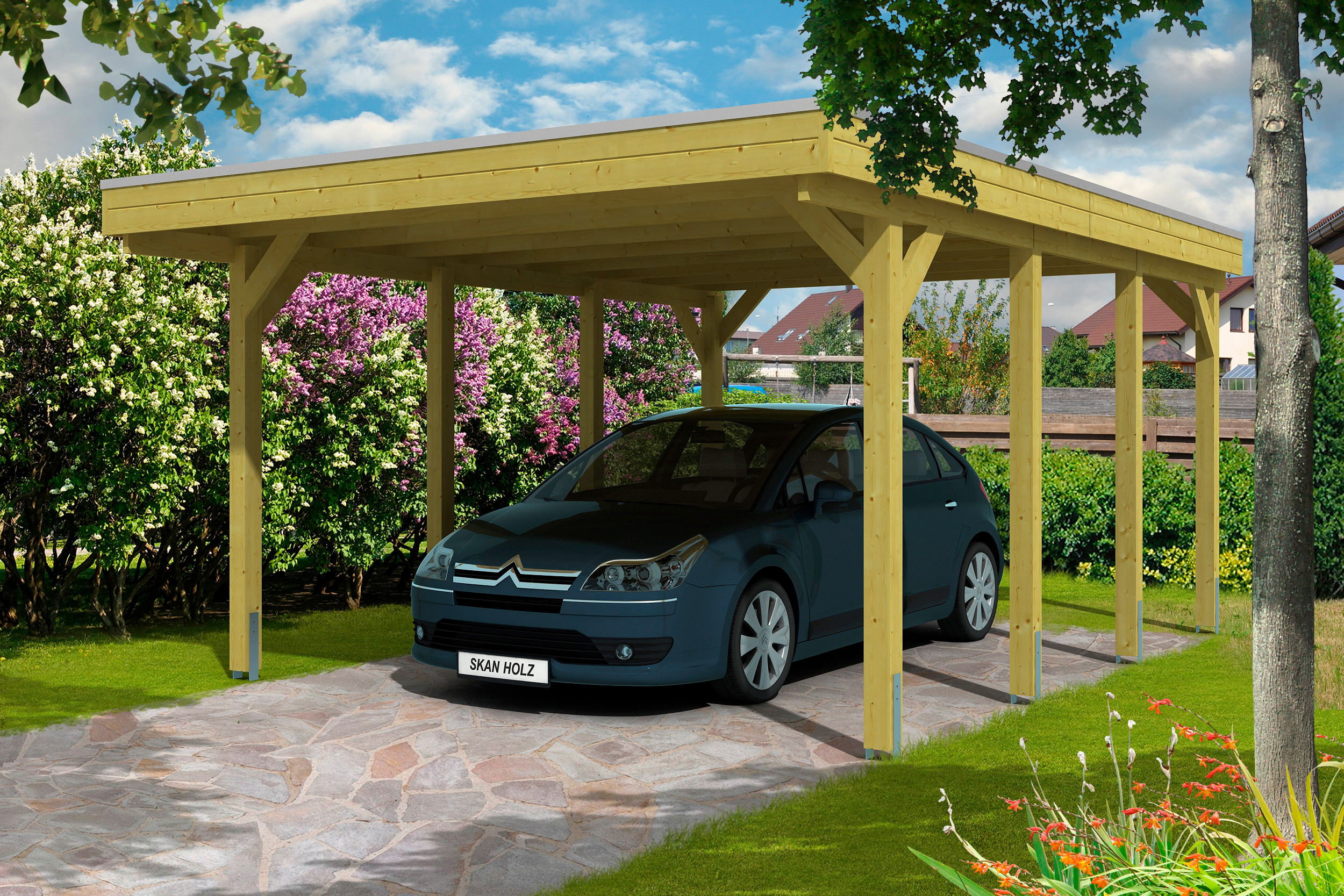 Einzelcarport »Friesland«, Holz, 355 cm, grün