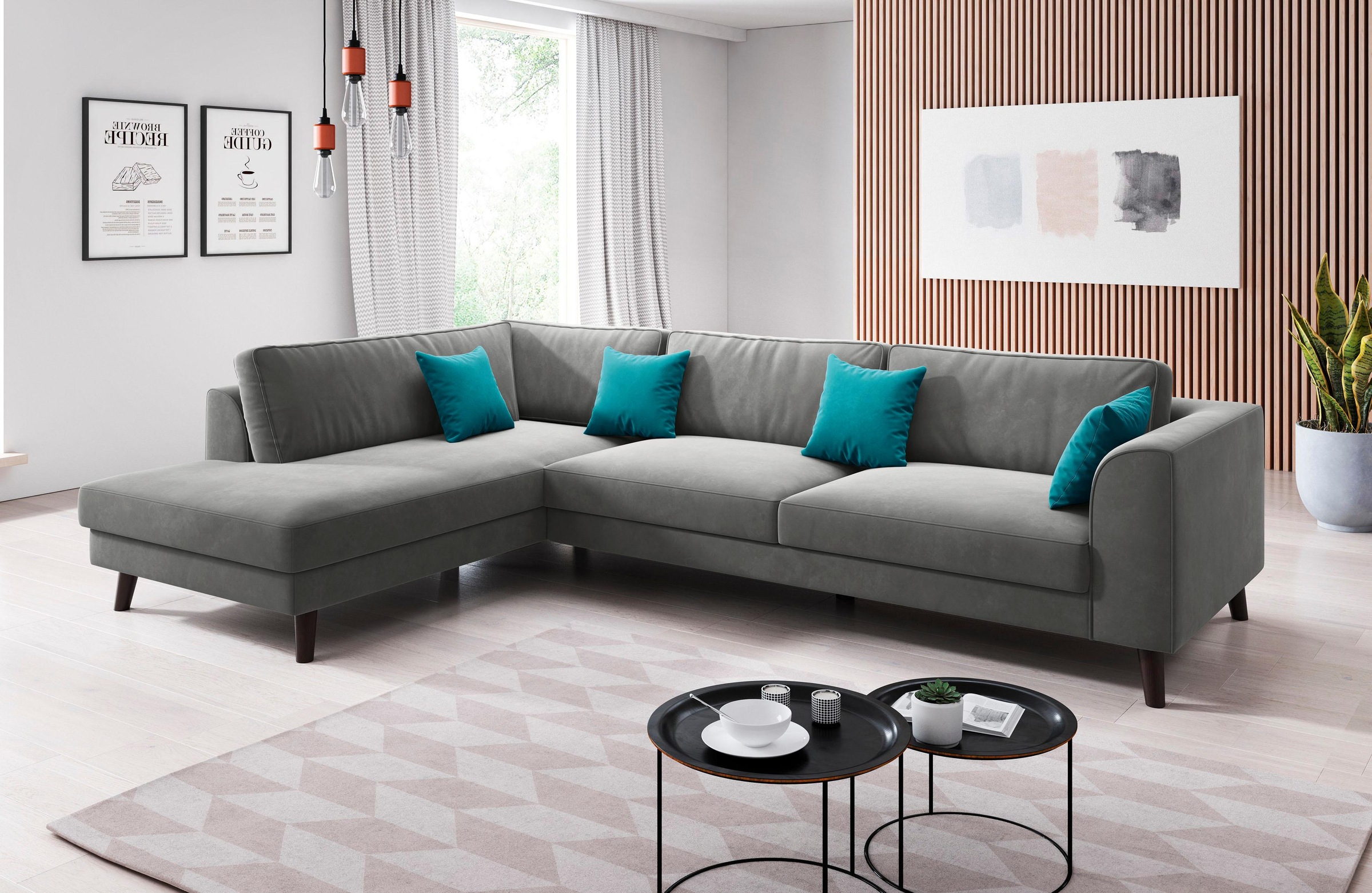 Home affaire Ecksofa »Laurentia, L-Form« mit 4 Zierkissen, Ottomane links o günstig online kaufen