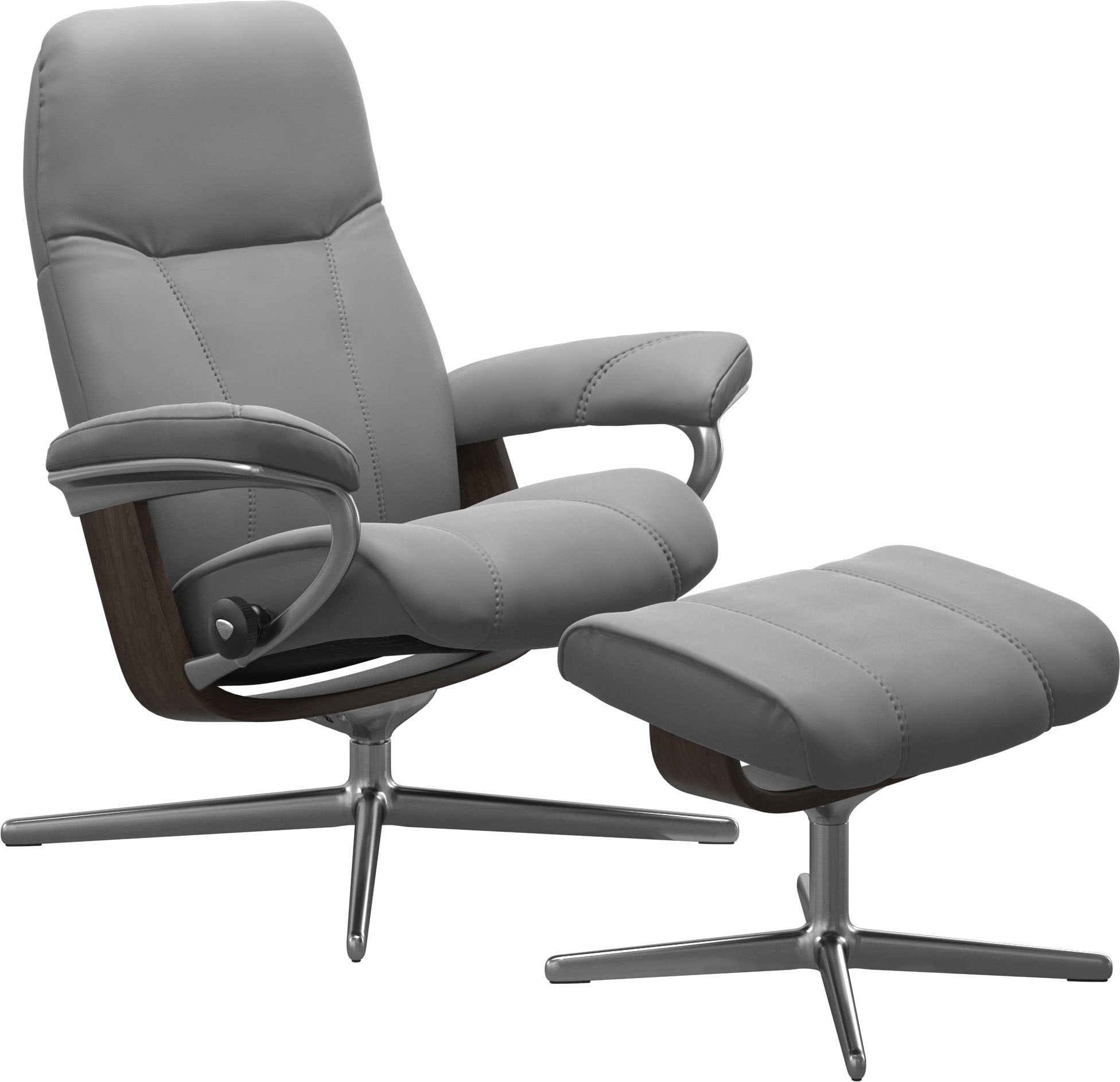 Stressless® Relaxsessel »Consul« Set, Relaxsessel mit Hocker,  mit Hocker, mit Cross Base, Größe S, M & L, Holzakzent Wenge