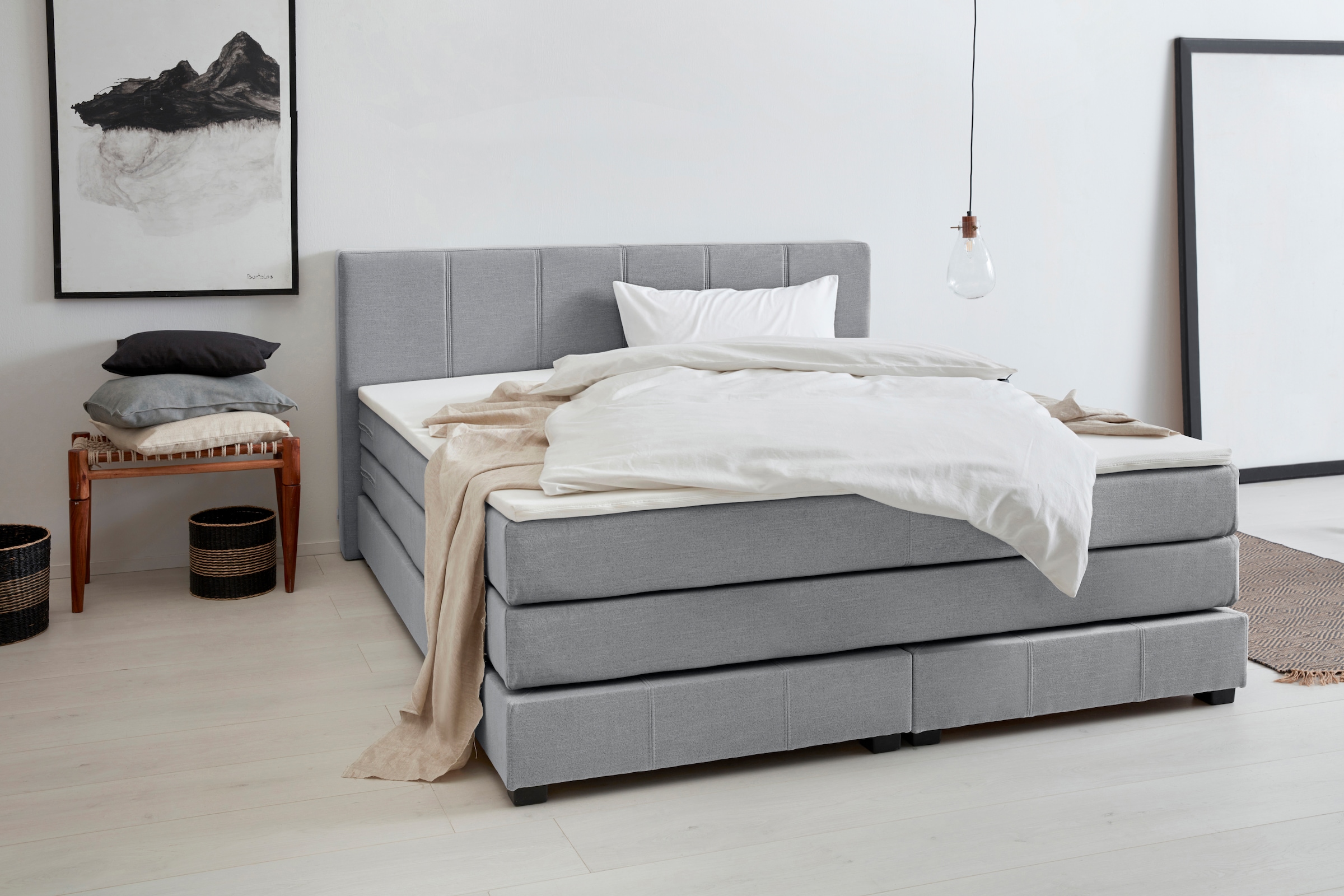 OTTO products Boxspringbett "Peetu", Taschenfederkern-Matratze, in 4 Breite günstig online kaufen