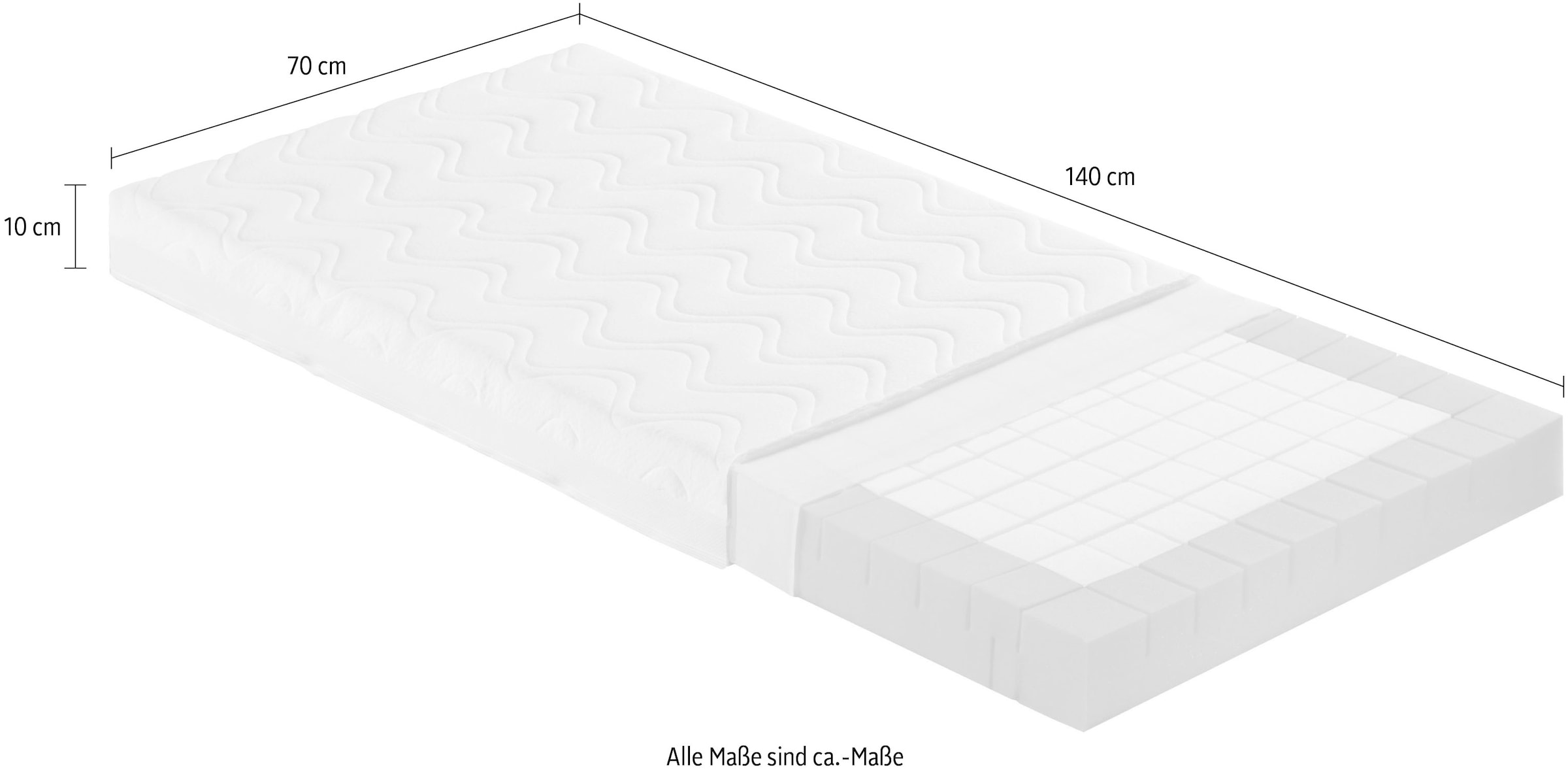 PAIDI Babymatratze »AIRWELL 100, 70x140cm, Kaltschaum Kindermatratze« 10 cm hoch mittlere Stauchhärte, 95°C waschbarer Bezug in Weiß, 1 Stk. tlg. Umlaufende Trittkante, atmungsaktiv, langlebig, Wendematratze