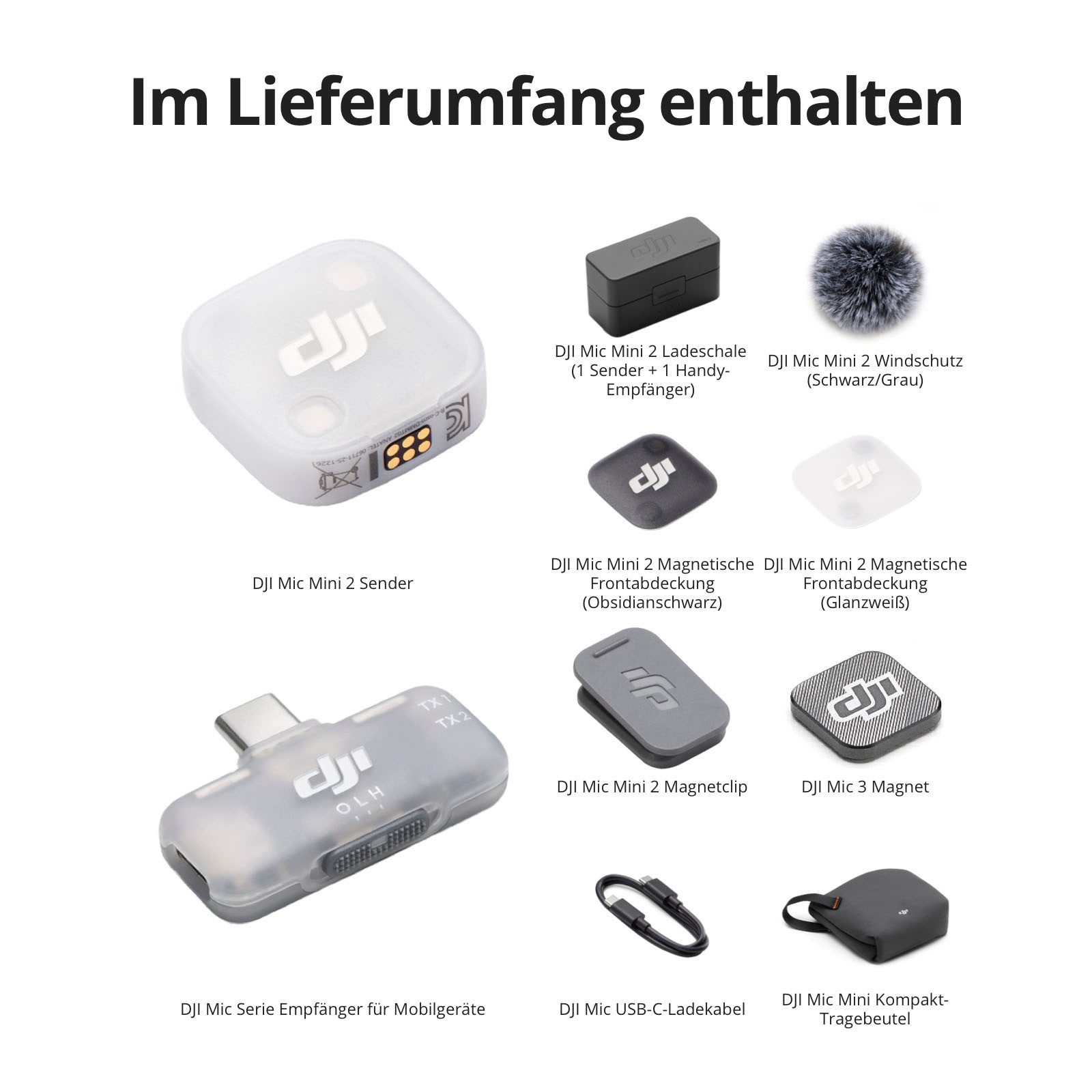 DJI Mikrofon »Mic Mini 2 (1 TX + 1 Mobile RX + Charging Case)«