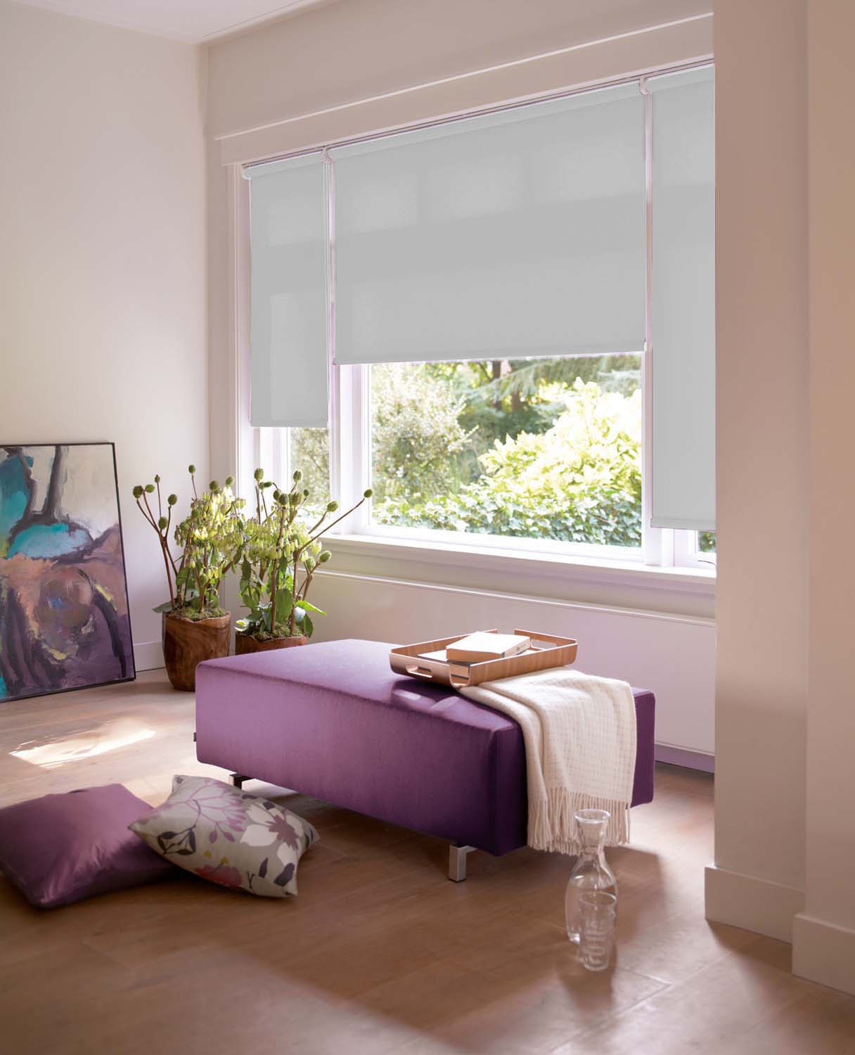 sunlines Elektrisches Rollo »Akkurollo Upcycling appgesteuert, blickdicht, Sunlines«, blickdicht, ohne Bohren, appgesteuert via Bluetooth
