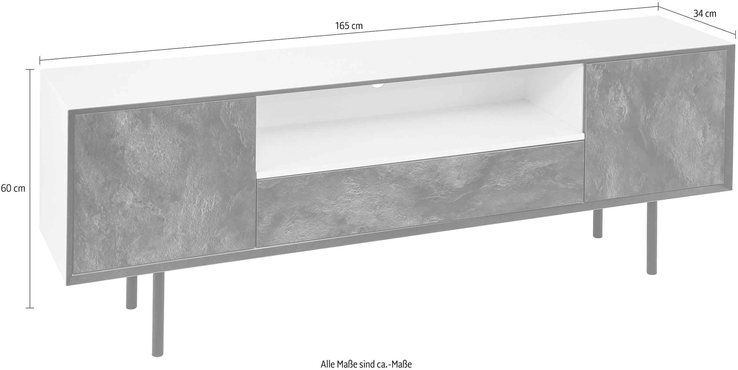 Paroli Sideboard »Susa« Breite 165 cm, 2 Türen