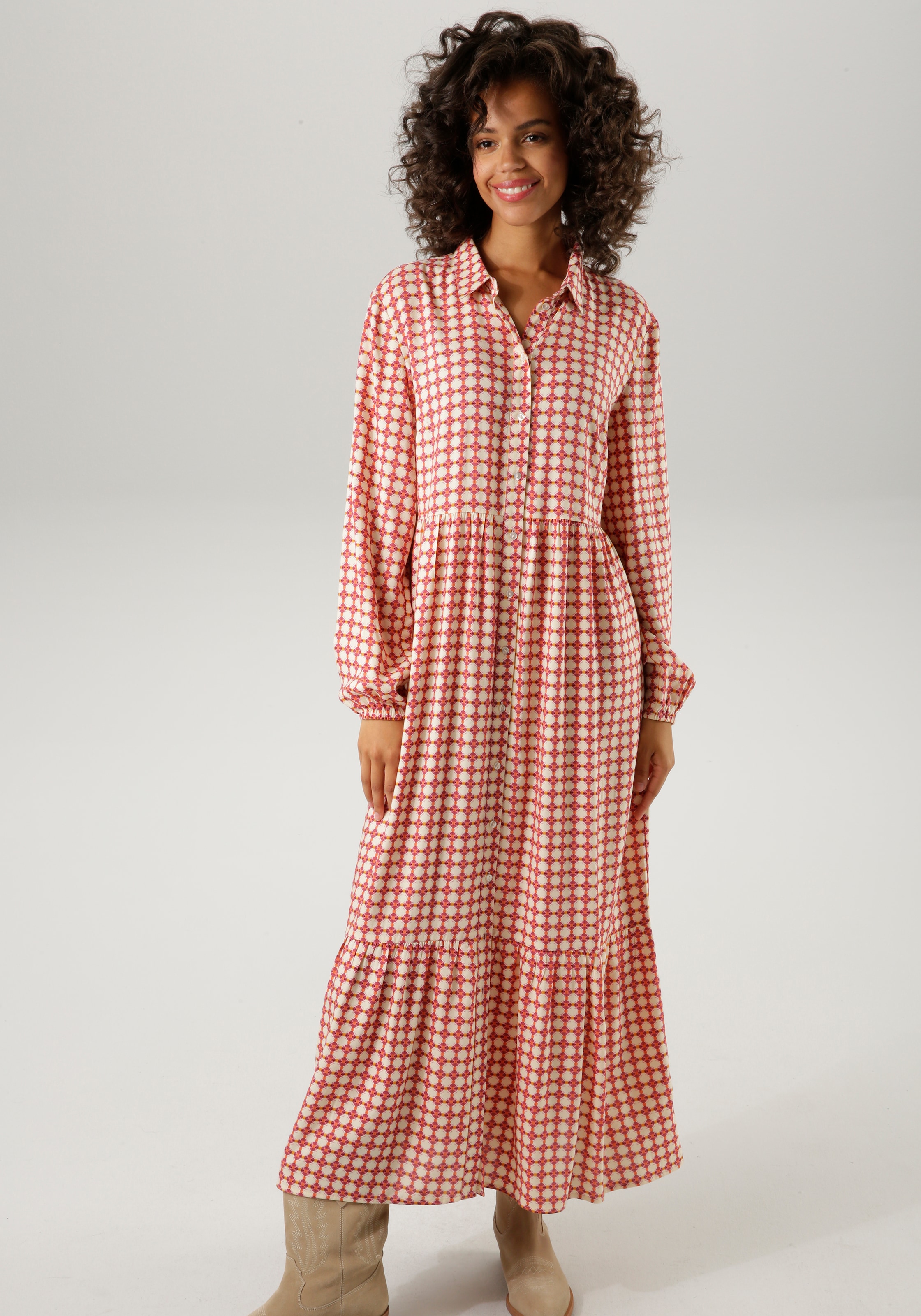 Aniston CASUAL Maxikleid, mit farbharmonischem Retro-Muster