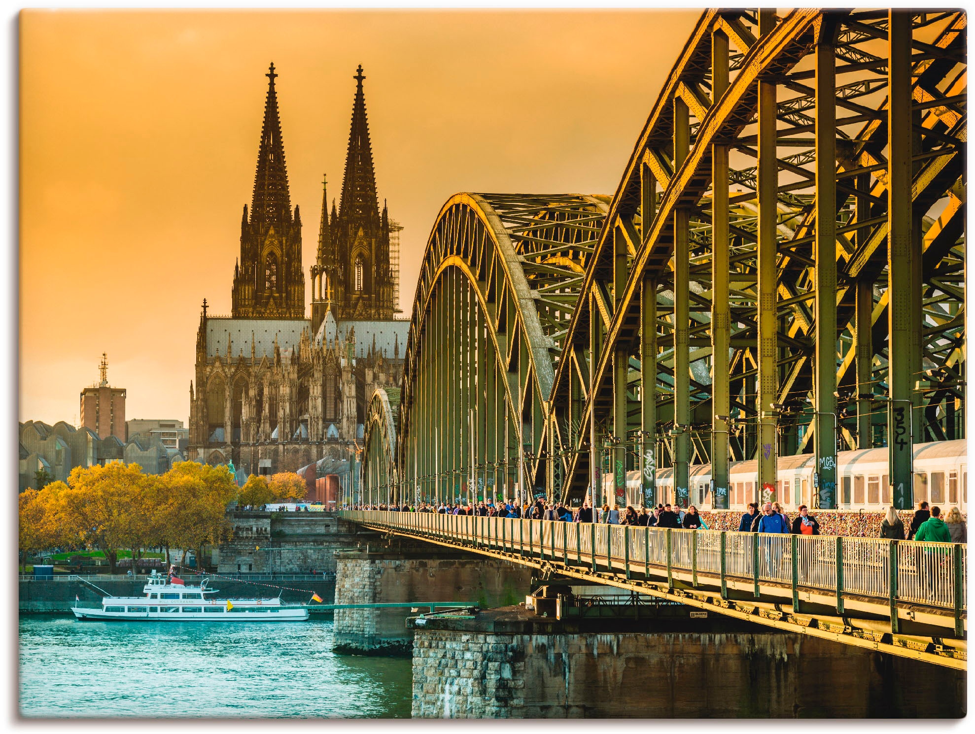 Artland Leinwandbild "Kölner Dom mit Hohenzollernbrücke", Deutschland, (1 S günstig online kaufen