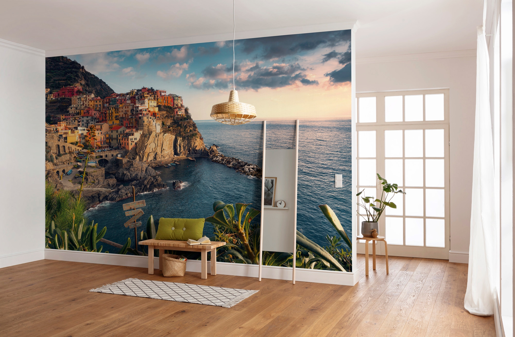 Sanders & Sanders Fototapete Landschaft Grün Beige und Blau 450 x 280 cm 61 günstig online kaufen