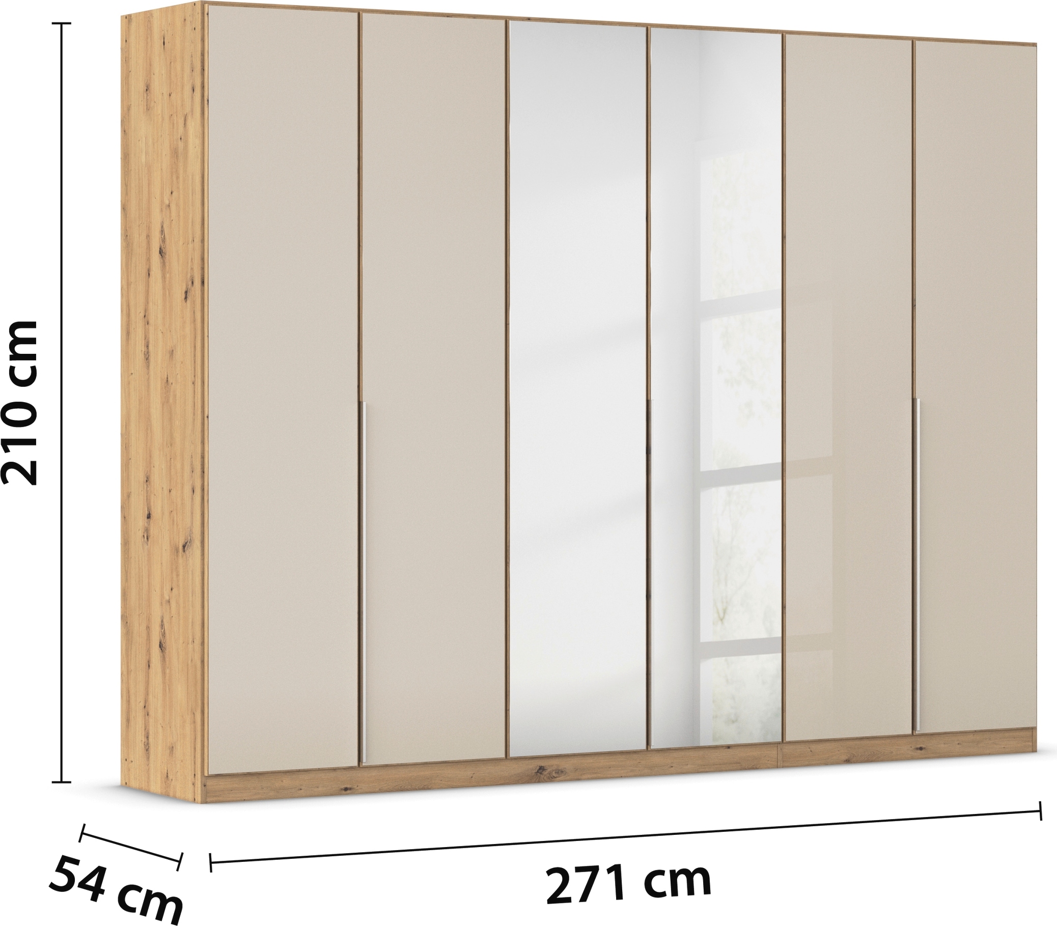 rauch Drehtürenschrank »Kleiderschrank Kleiderschränke Schrank Garderobe AGORDO mit Glasfront«, (in zwei Griff-Farben), durchdachte Innenausstattung, in 6 Breiten und 2 Höhen MADE IN GERMANY