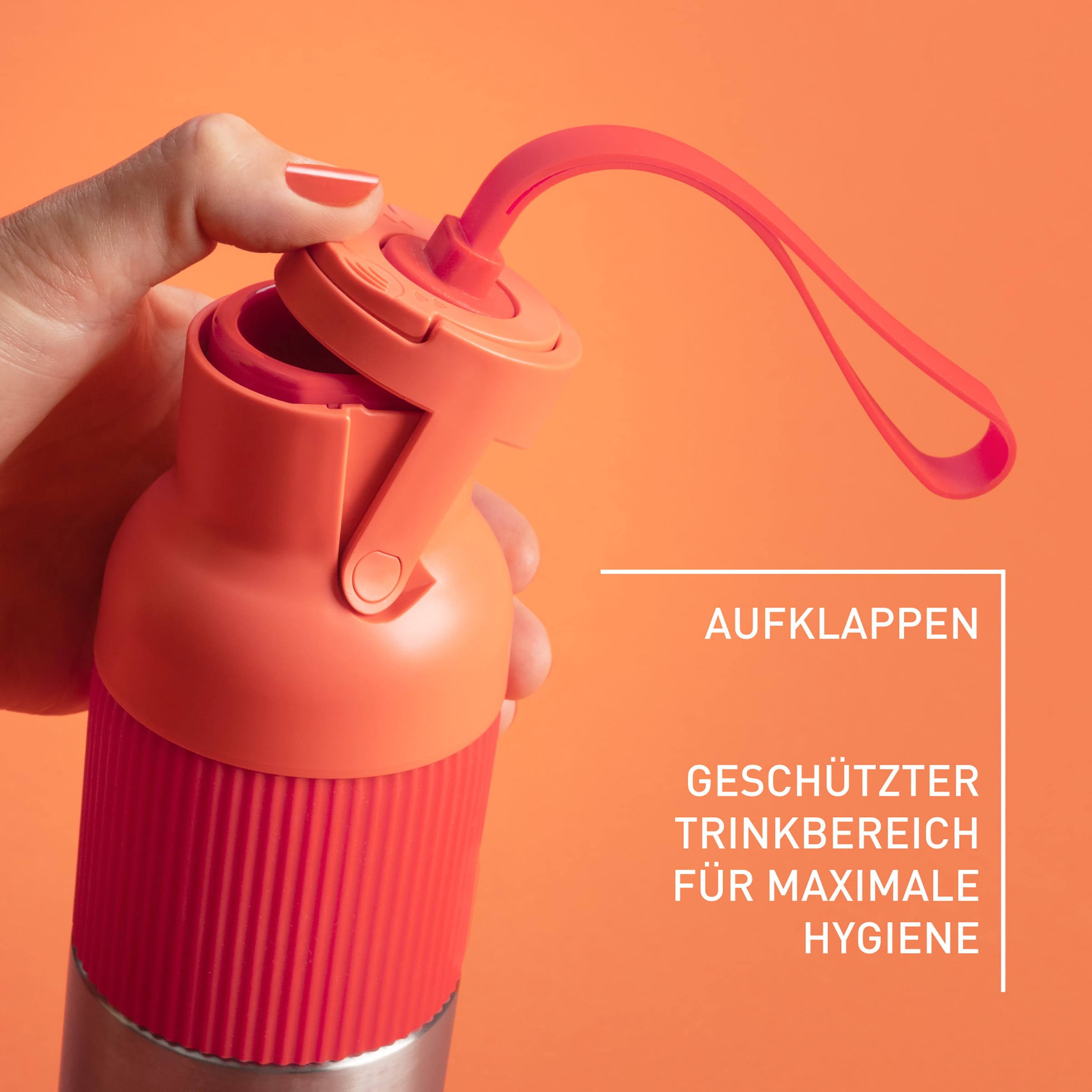 Emsa Isolierflasche »beYou Flip« mit Flip-Verschluss und Trageband, 100% dicht, spülmaschinengeeignet