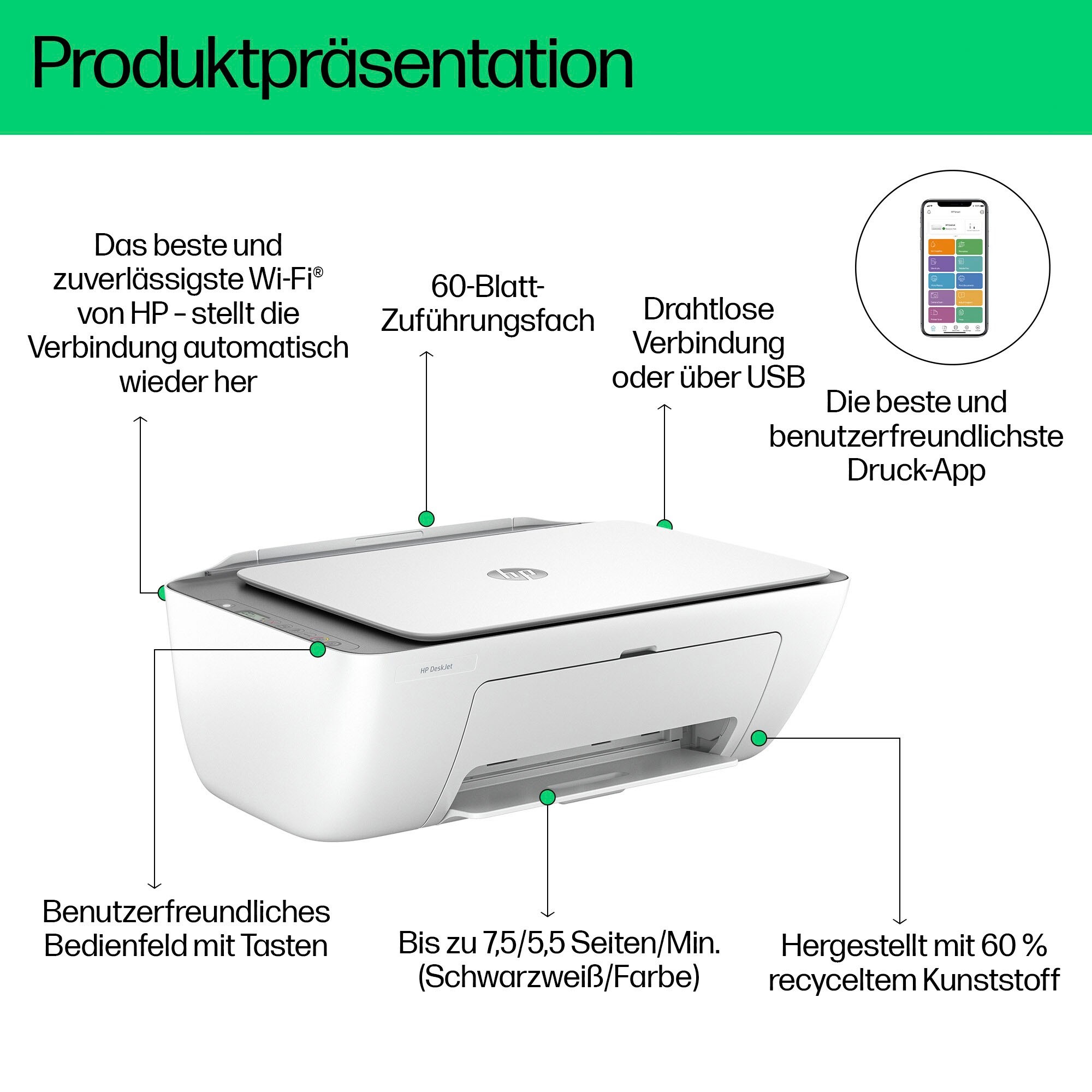 HP Multifunktionsdrucker »DeskJet 2820e«, 3 Monate gratis Drucken mit HP Instant Ink inklusive