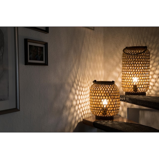Nino Leuchten LED Tischleuchte »WINDY«, 1 flg.-flammig, im trendigen Boho  Style, Holz- Korbgeflecht Optik auf Rechnung bestellen