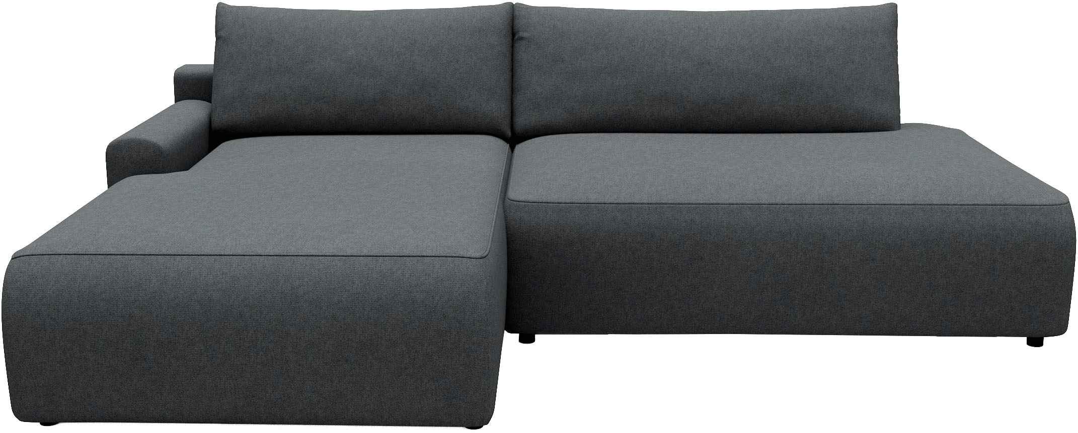 TRENDMANUFAKTUR Ecksofa »Prag, Schlafsofa mit Bettkasten, Couch in L-Form, Breite 253 cm« in feinem Strukturstoff, anthrazit, Recamiere links