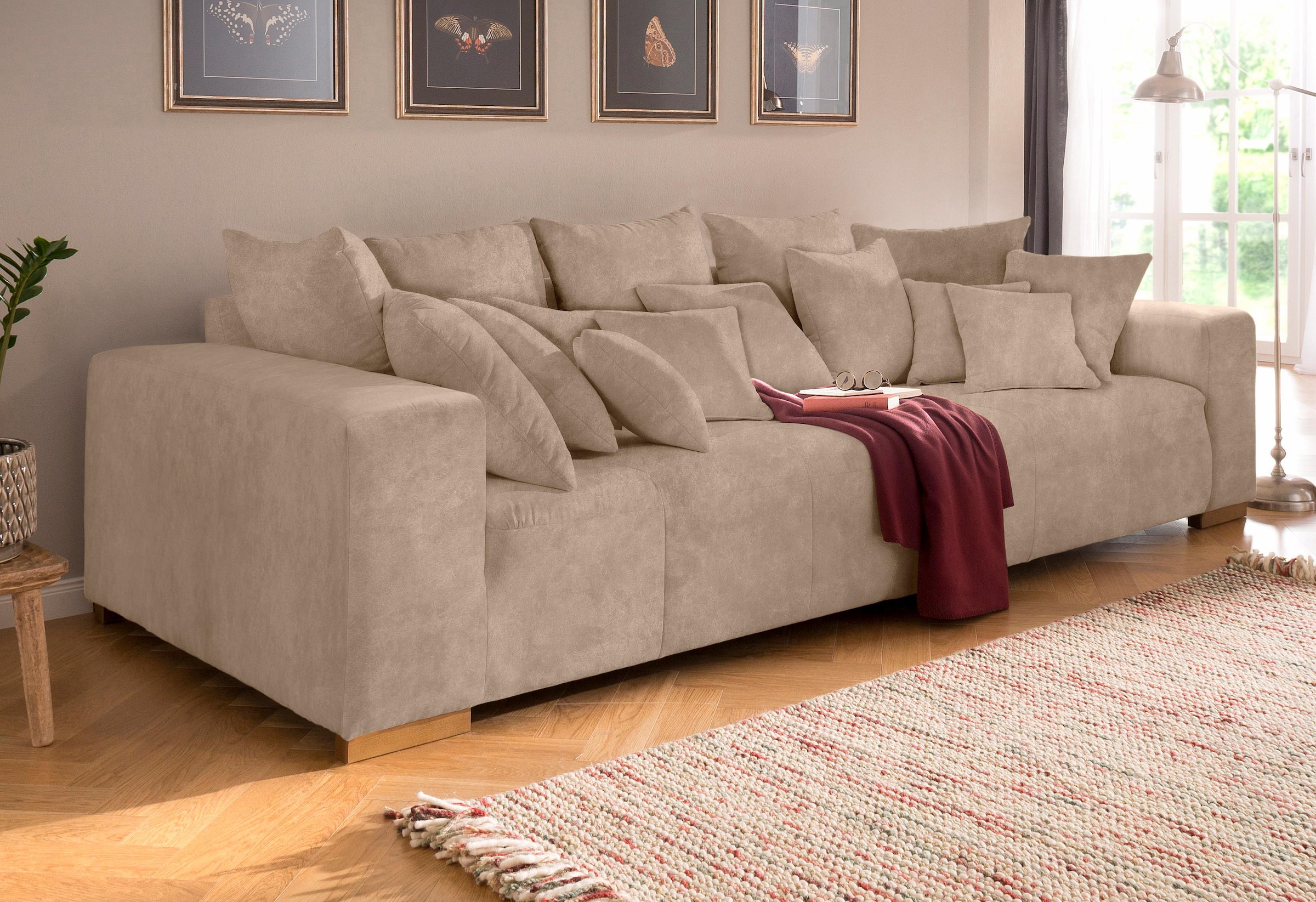 Home affaire Big-Sofa »Neapel«, mit vielen losen Kissen, in 2 Bezugsqualitäten