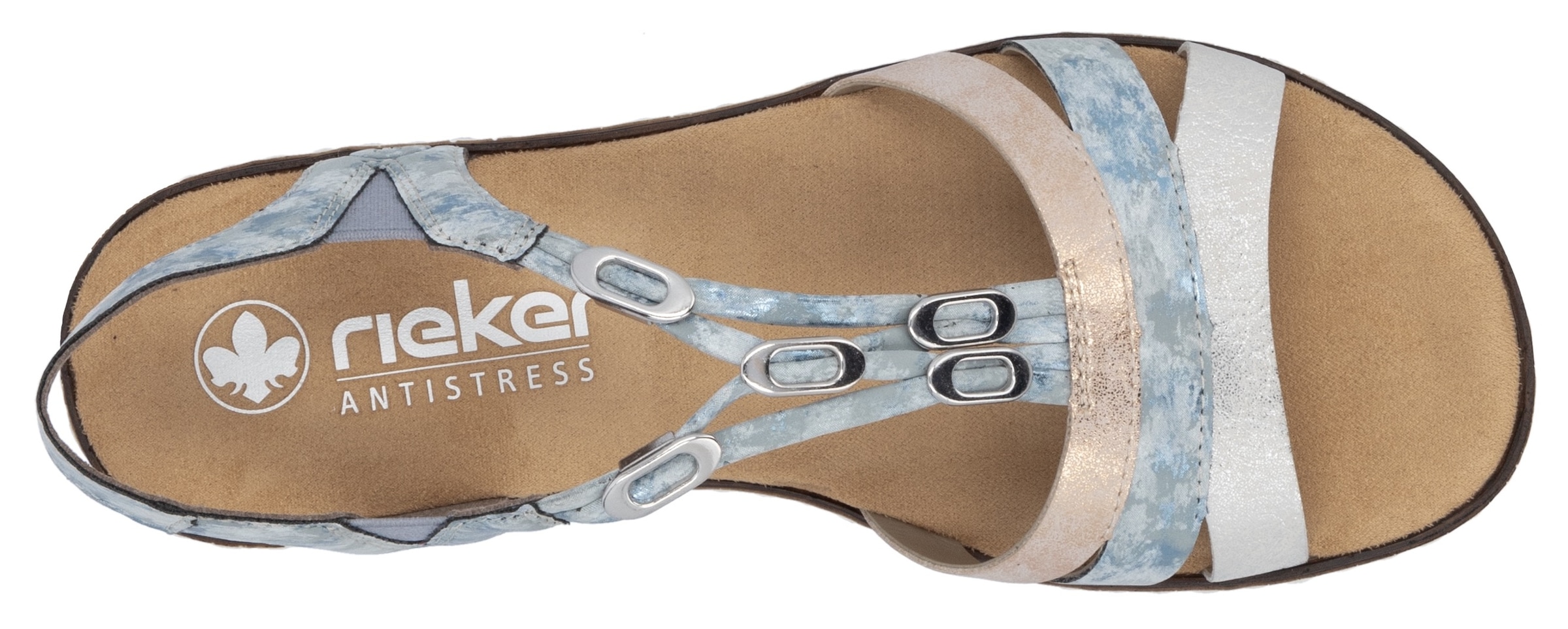 Rieker Riemchensandale  , Sommerschuh, Sandalette, Keilabsatz, mit dezenter Schmuckverzierung