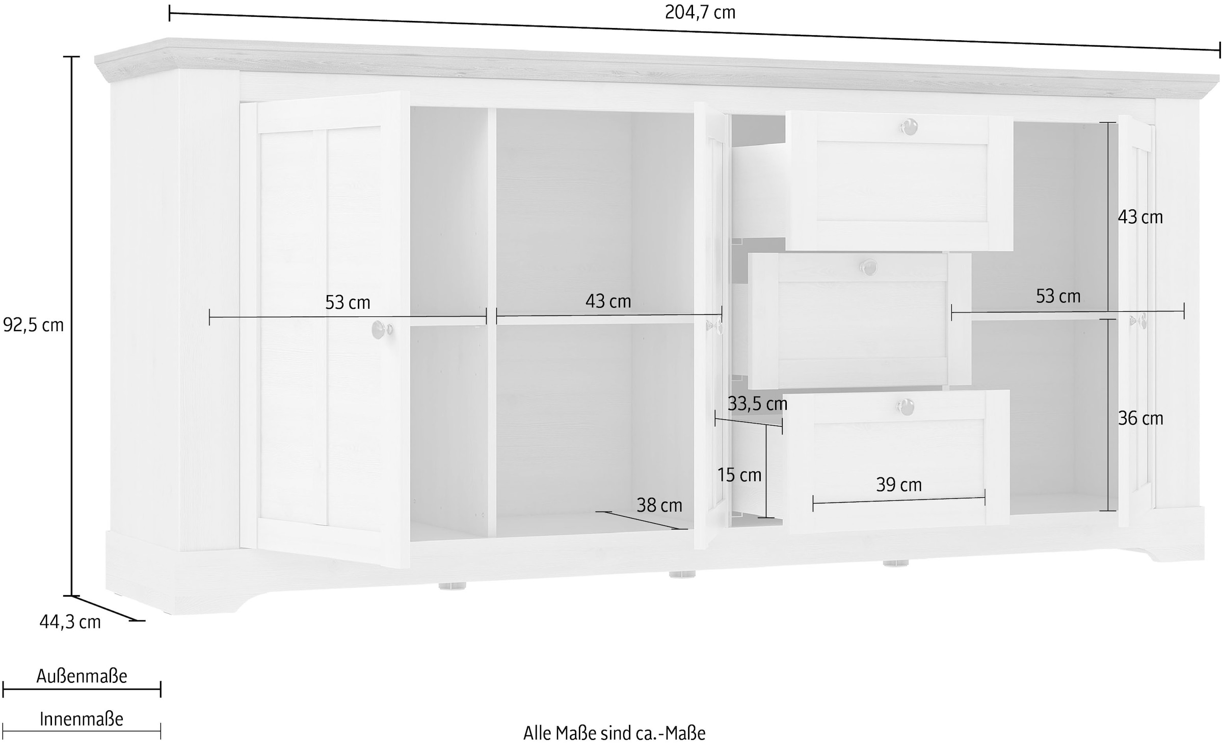 »Iloppa«, FORTE Sideboard Raten Breite 204 cm auf kaufen ca.