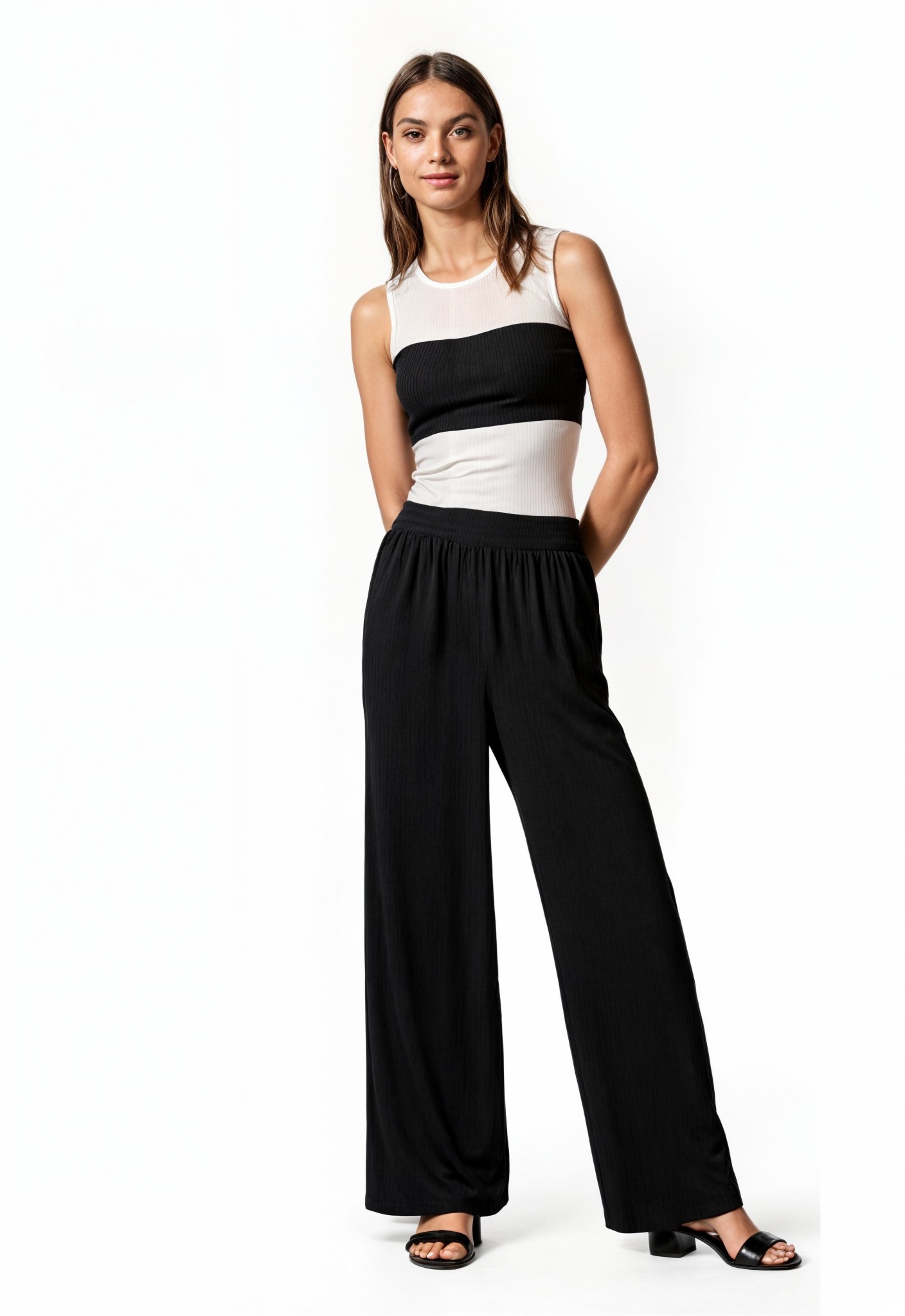 MELROSE Schlupfhose schwarz 44 Lässige Wideleg Schlupfhose mit Gummibund