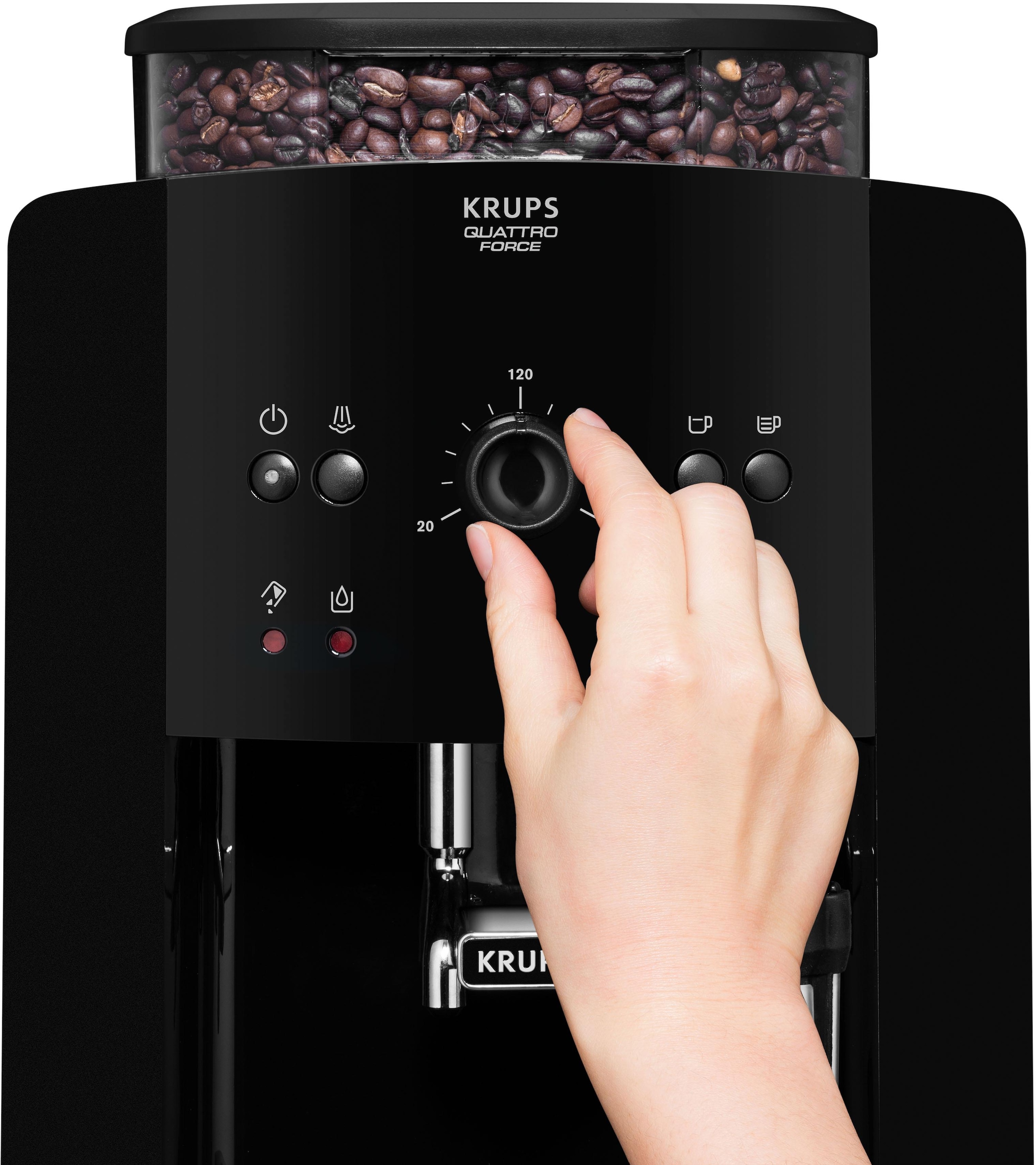 Krups Kaffeevollautomat »EA8110 Arabica Quattro Force«, 1450 Watt, Wassertankkapazität: 1,8 Liter, Pumpendruck: 15 bar