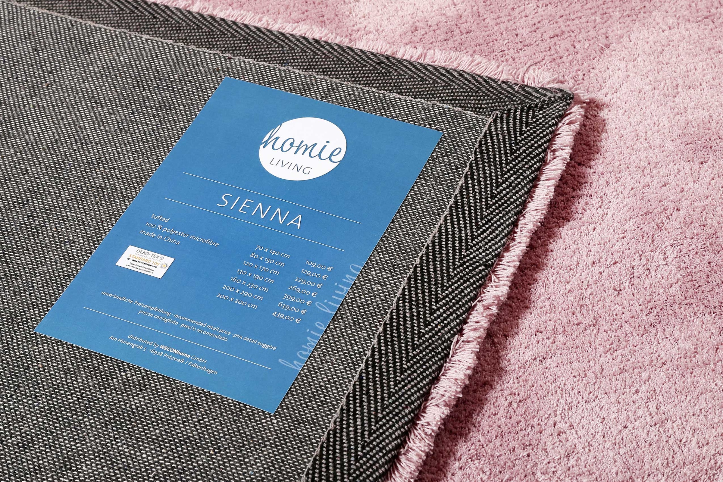 Homie Living Teppich »Sienna«, rechteckig, 20 mm Höhe, Hochflor, Microfaser, uni, weich & kuschelig, Wohnzimmer, Schlafzimmer