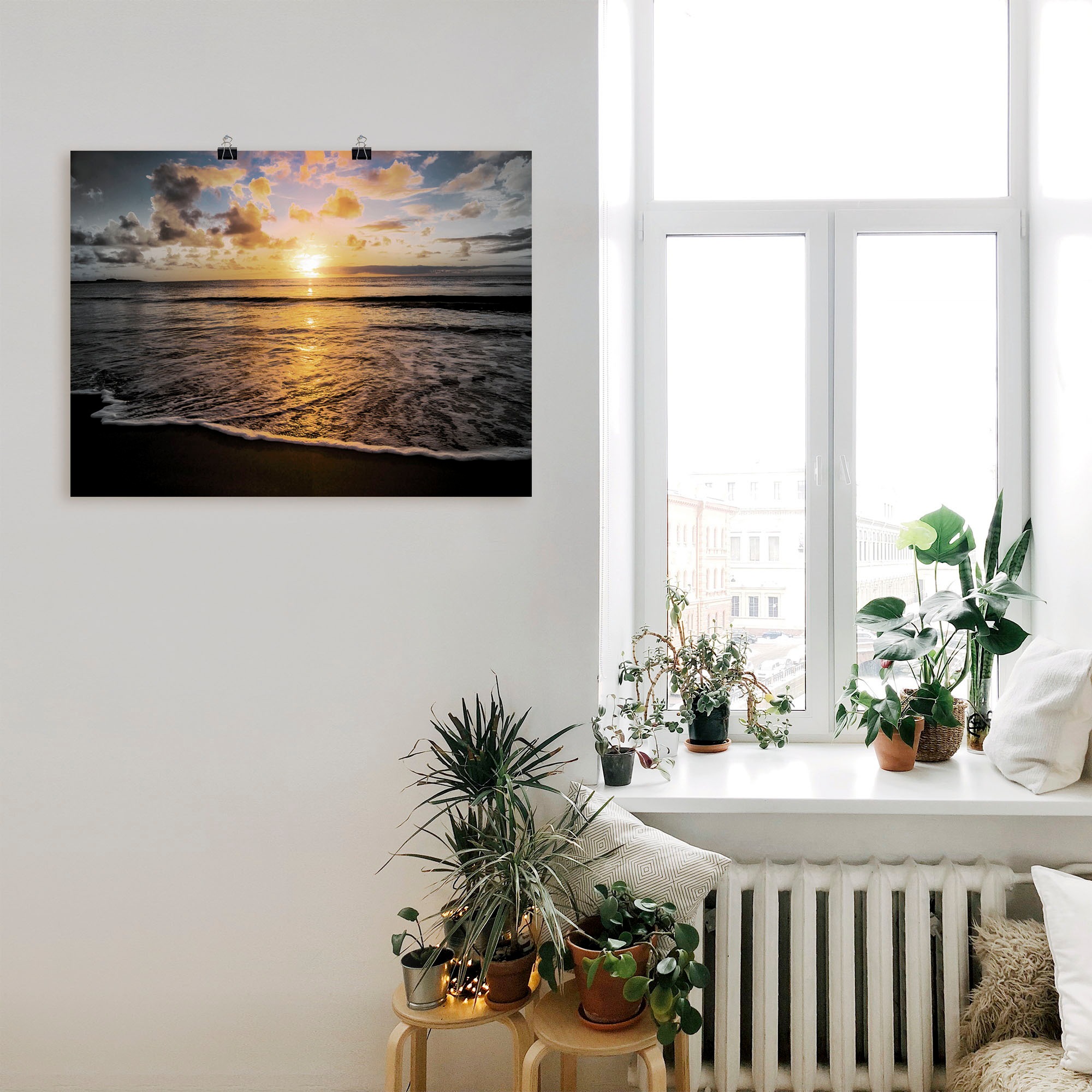 Artland Poster »Tropischer Sonnenuntergang am Strand«, Sonnenaufgang & -untergang, (1 St.), als Leinwandbild, Wandaufkleber oder Poster in versch. Größen