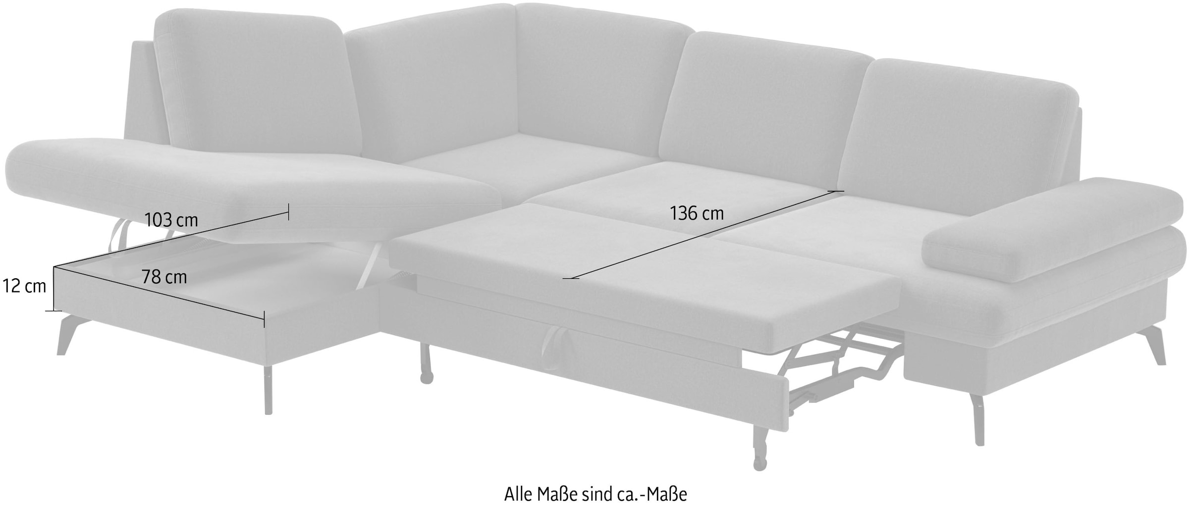 sit&more Ecksofa »Morris L-Form, inkl. Sitztiefenverstellung«, wahlweise mit Armteilverstellung, Bettfunktion & Bettkasten