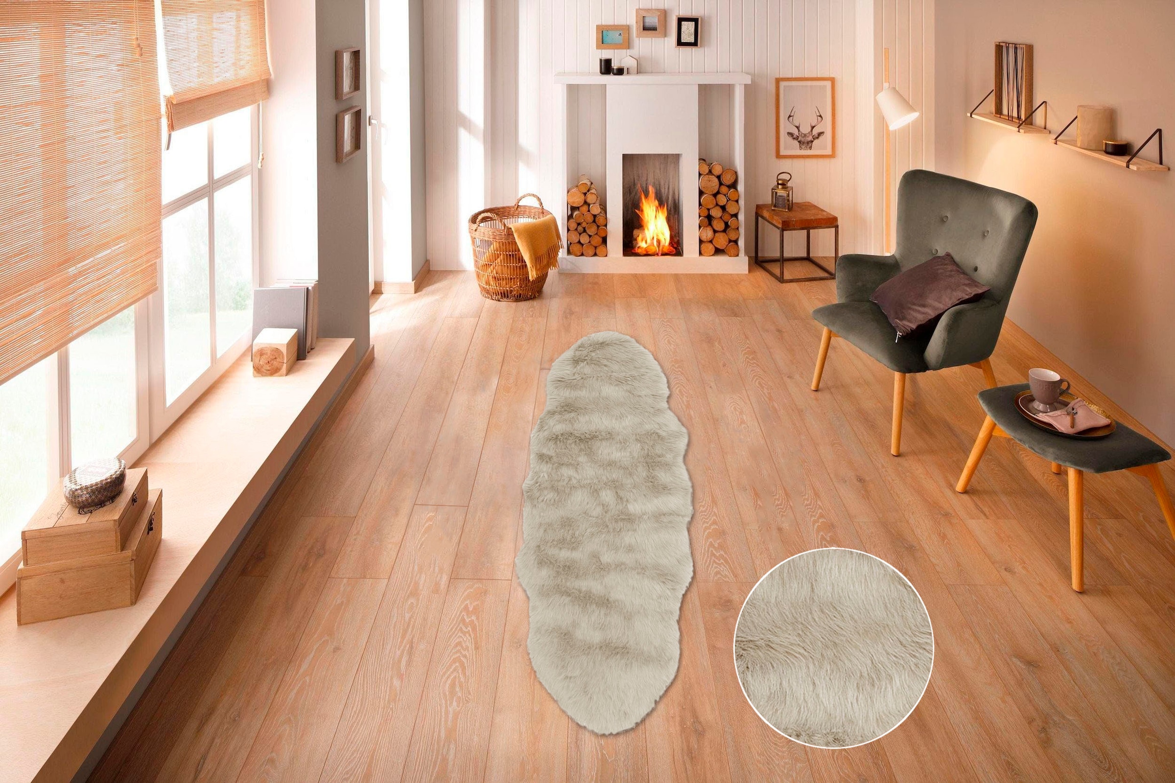 Home affaire Hochflor-Teppich »Valeria Fellteppich kuschelig«, fellförmig, 60 mm Höhe, Kunstfell, Fellform, weiche Teppiche, Schlafzimmer, Wohnzimmer
