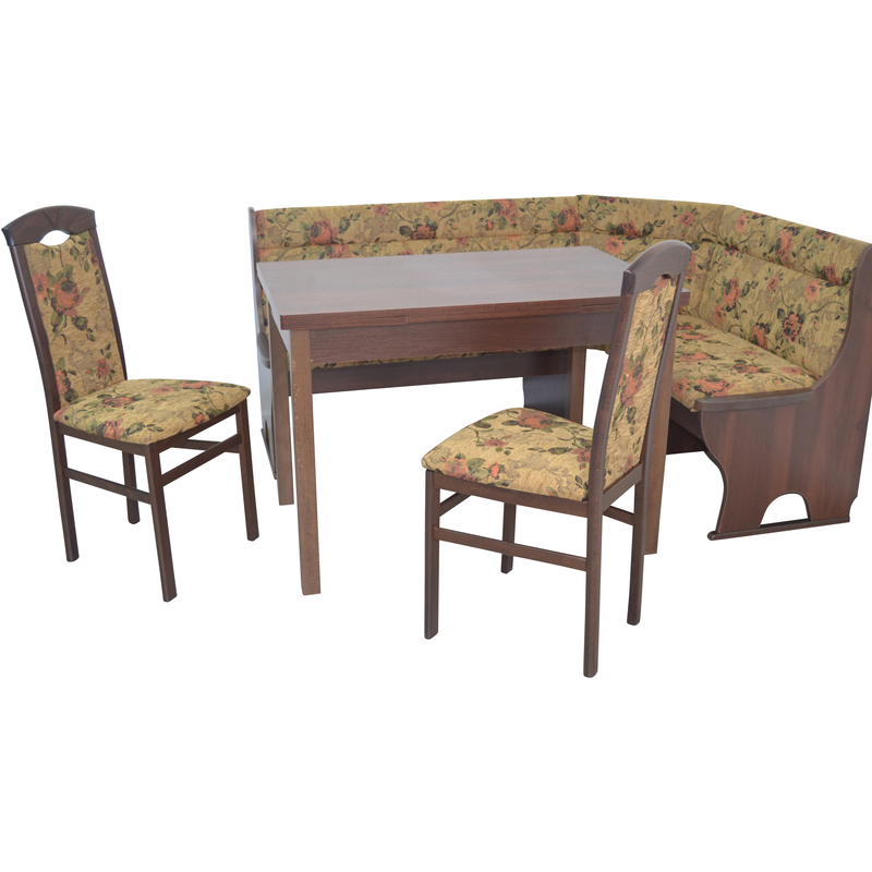 HOFMANN LIVING AND MORE Eckbankgruppe Spar-Set, 4tlg. Set, 4 Stk. tlg. Eckbank mit Stauraum unter den Sitzflächen braun + braun + Nussbaum-Nachbildung