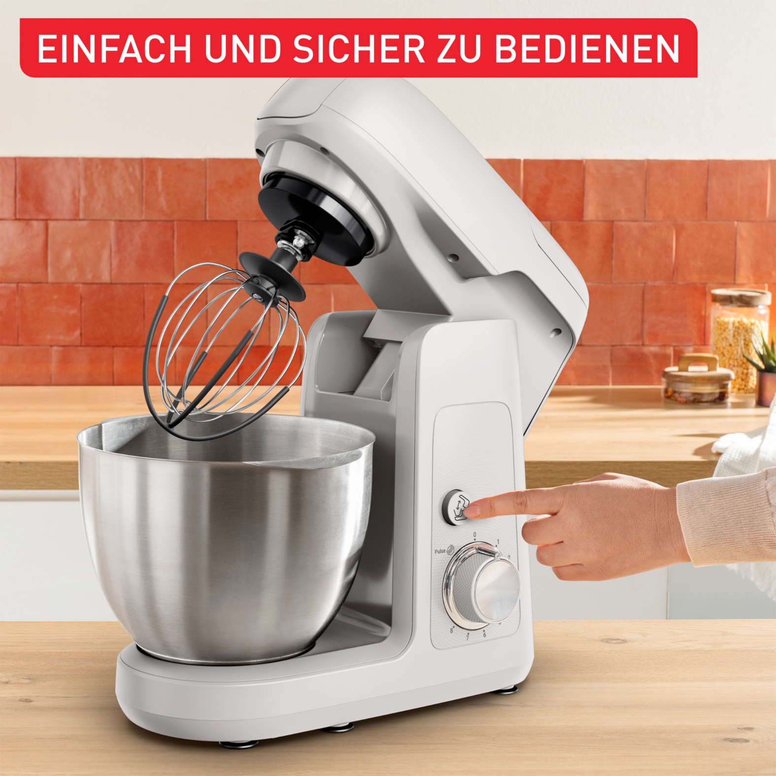 Tefal Küchenmaschine »QB525B Bake Partner«, langlebiges Metallgetriebe, planetarisches Rührsystem
