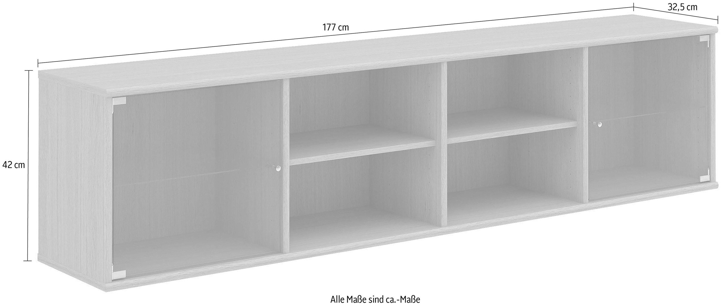 Hammel Furniture Regal »Mistral, Hochwertig Lowboard, hängend/stehend montierbar«, mit zwei Glastüren, B: 177 cm, lowboard, anpassungsbar Designmöbel