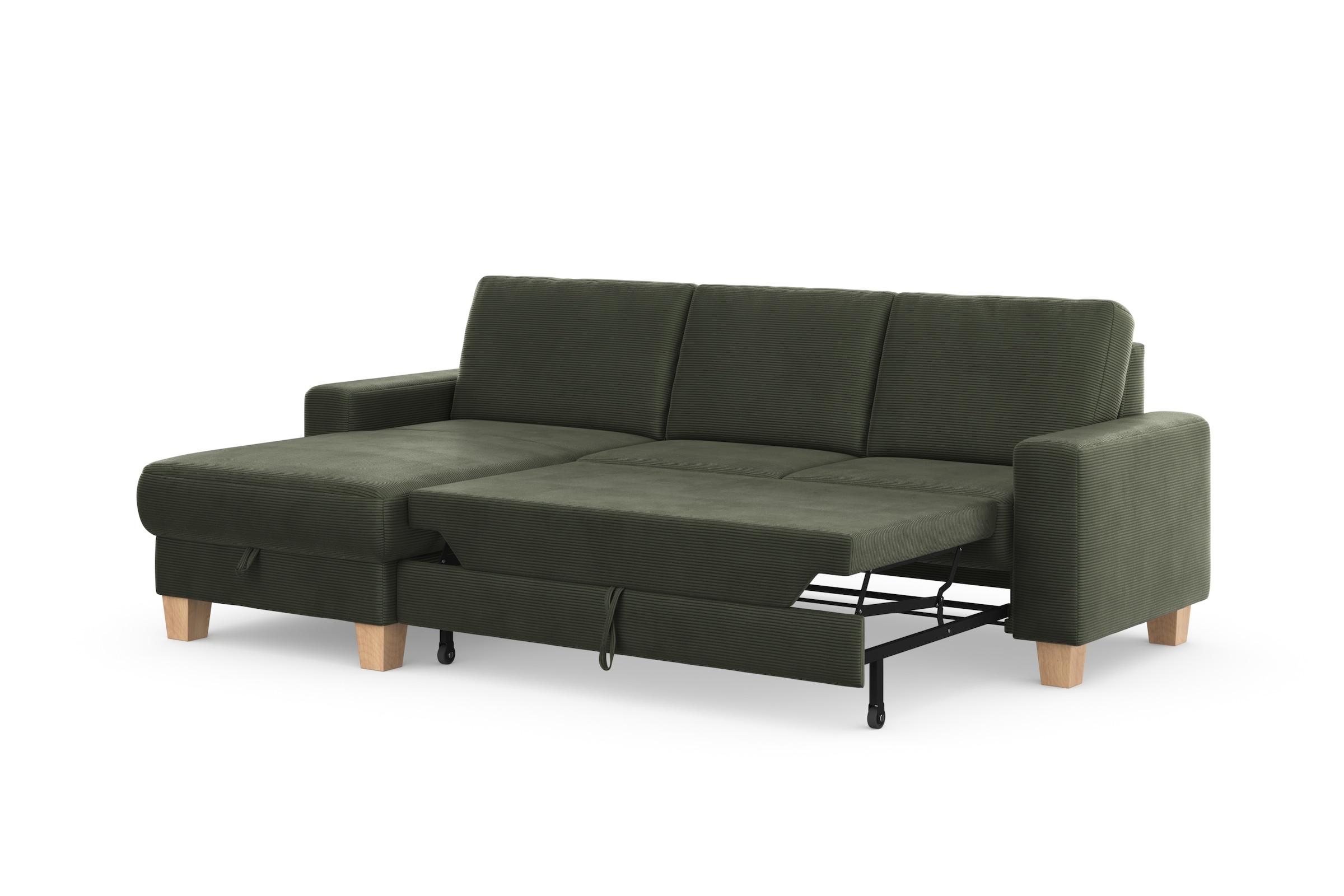 Home affaire Ecksofa »Summer L-Form«, mit Recamiere, mit oder ohne Bettfunktion und Bettkasten, Cord-Bezug
