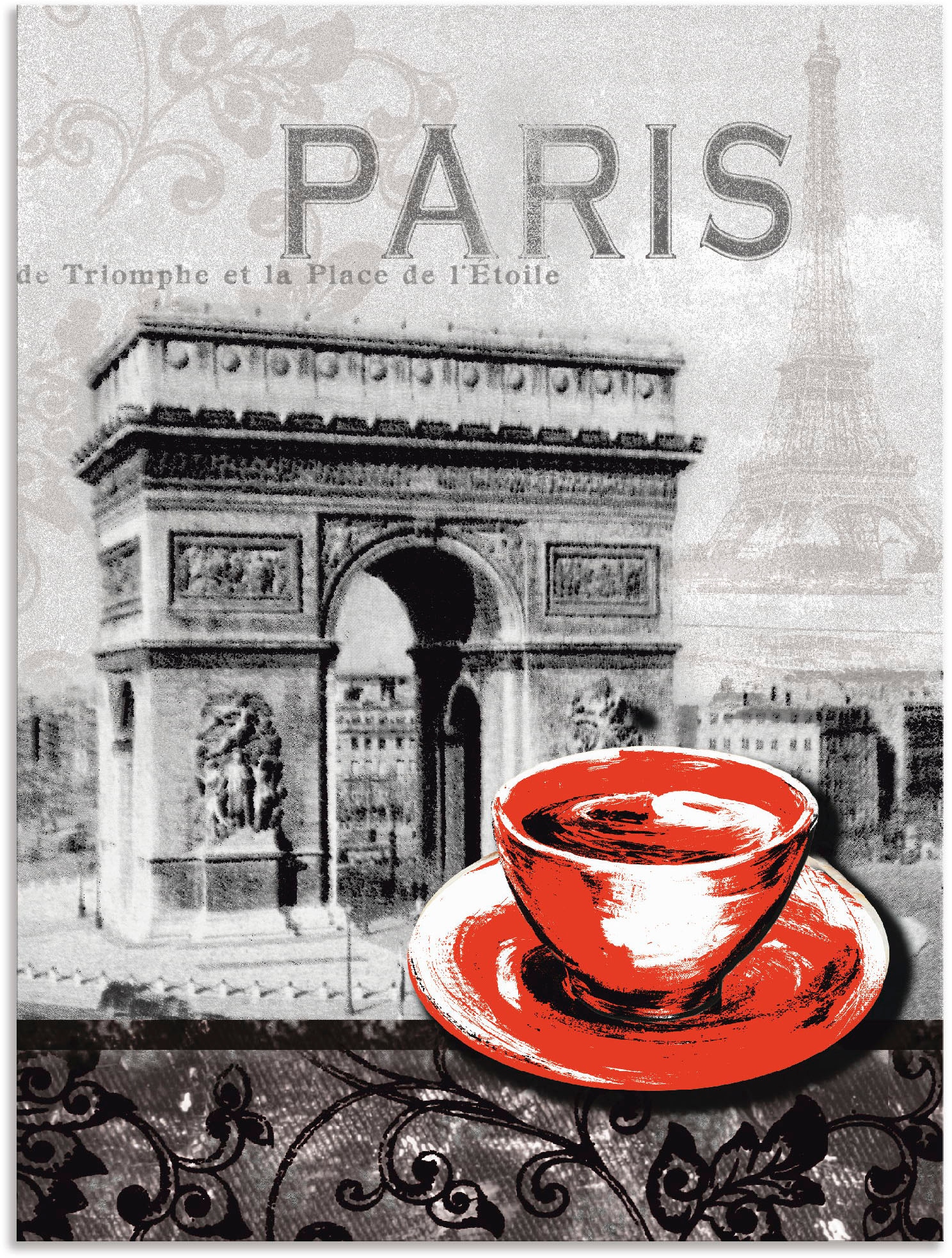 Artland Wandbild »Paris - Café au Lait - Milchkaffee«, Gebäude, (1 St.), als Alubild, Outdoorbild, Leinwandbild, Poster, Wandaufkleber