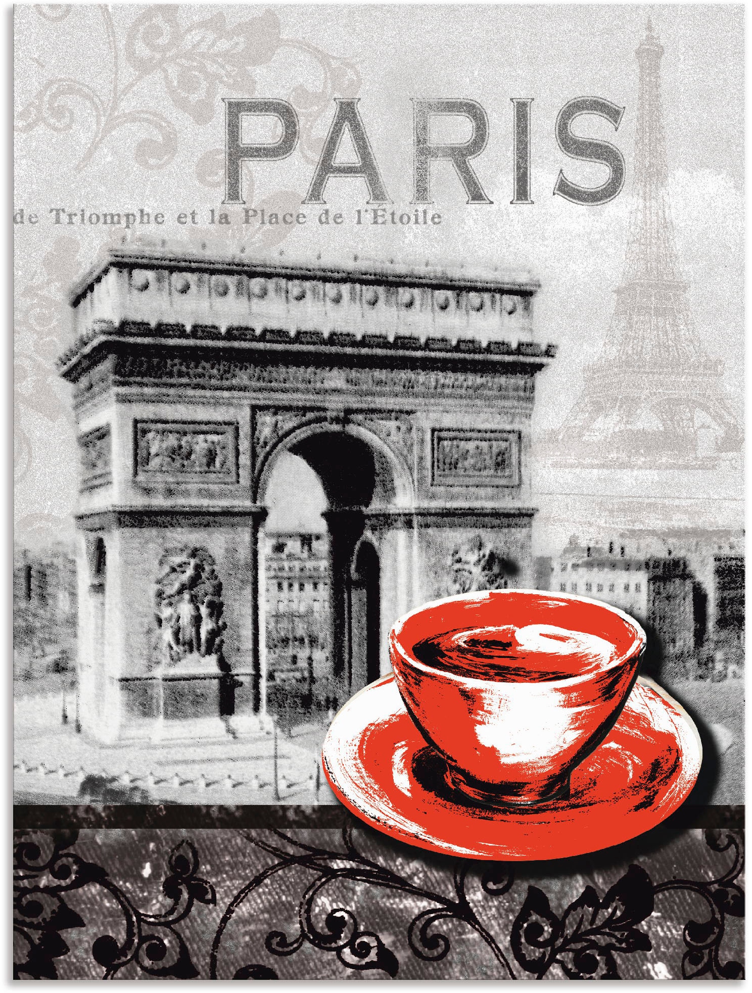 St.), Poster au Größen Leinwandbild, als Alubild, (1 - »Paris Café Lait - oder kaufen Gebäude, Milchkaffee«, online Wandaufkleber versch. Artland Wandbild in