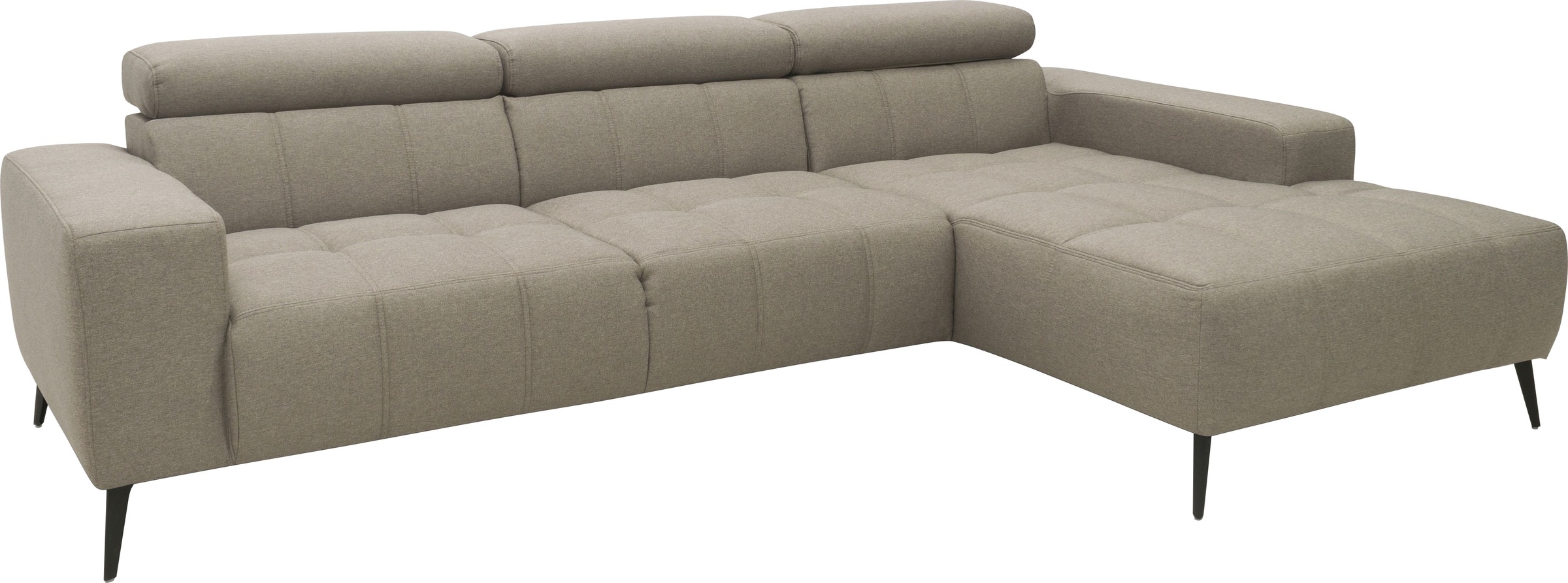 DOMO collection Ecksofa »Trento L-Form, mit Kufenfuß oder Einzelfuß«, wahlweise mit Kopfteilverstellung, Recamiere links/rechts bestellbar