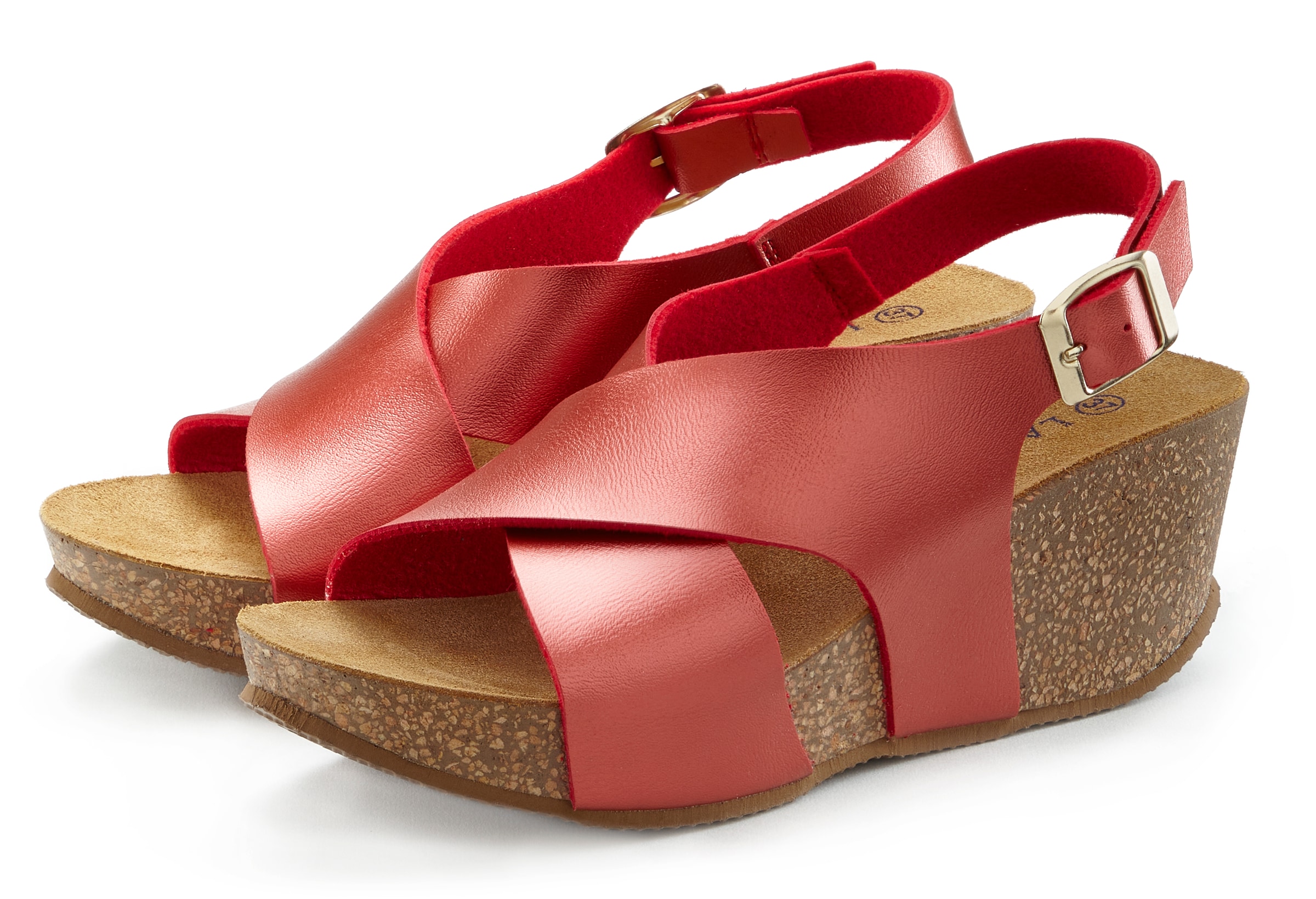 LASCANA Sandalette »Sommerschuh«, Sommerschuh mit Keilabsatz und Korkfußbett