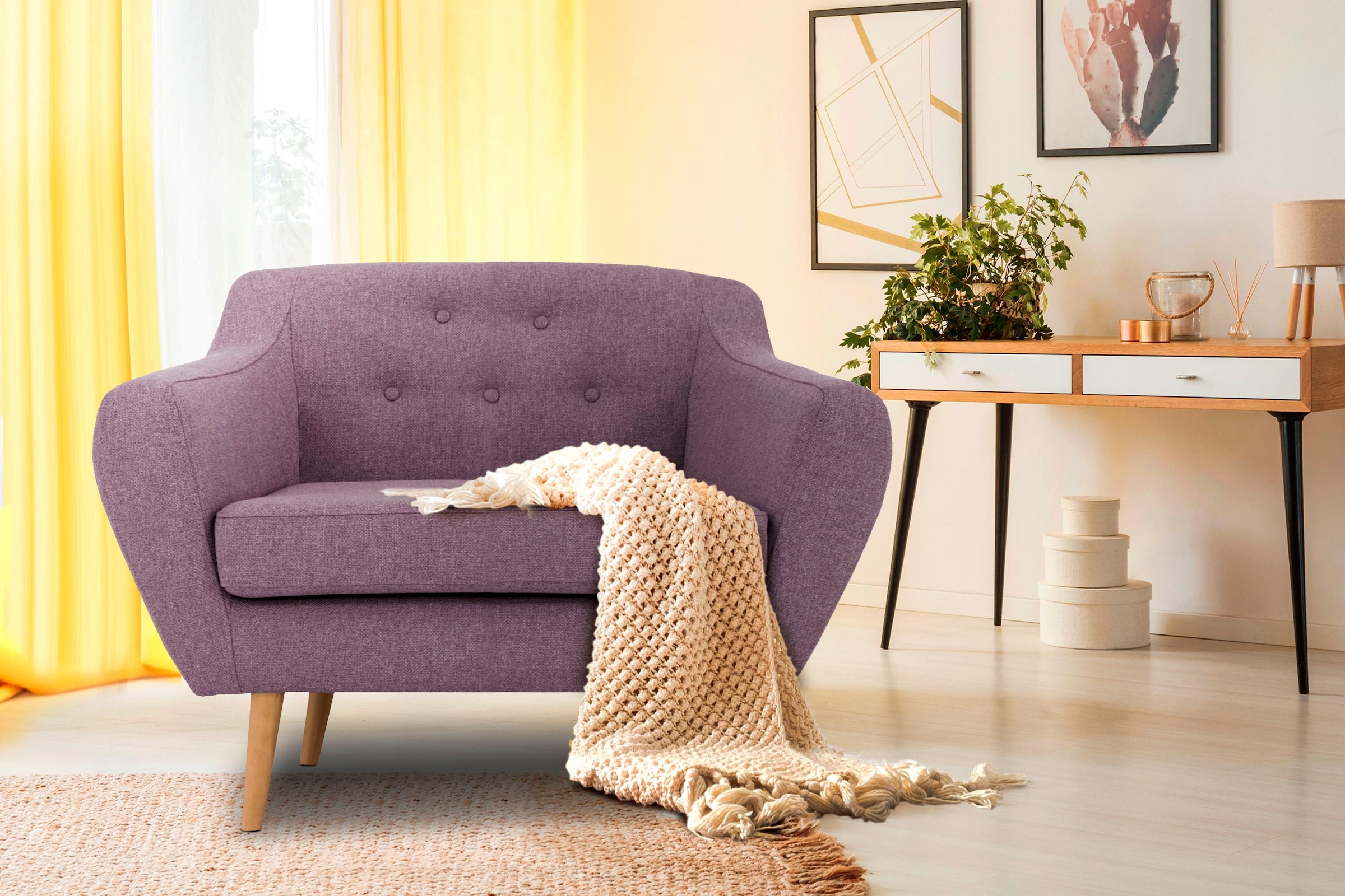 Home affaire Sessel »Renne« mit Heftung im Rücken im skandinavischem Stil günstig online kaufen