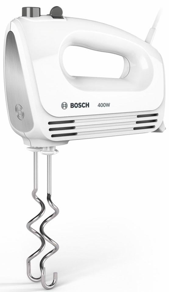 BOSCH Handmixer »CleverMixx MFQ24200, Edelst. Rührbesen/Knethaken, 4 Stufen, weiß«, 400 W, Auswurftaste, leichtes Gehäuse, Made in Europe