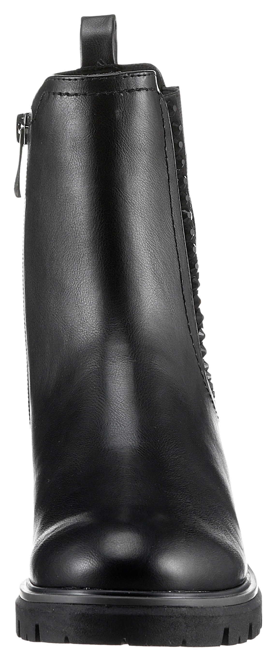 MARCO TOZZI Chelseaboots, Blockabsatz, Stiefelette, Boots, vegan, mit Strass-Steinen verziert
