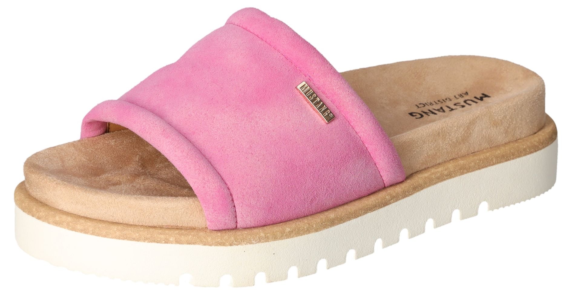 Mustang Shoes Pantolette, Sommerschuh, Schlappen, Poolslides mit Plateausohle