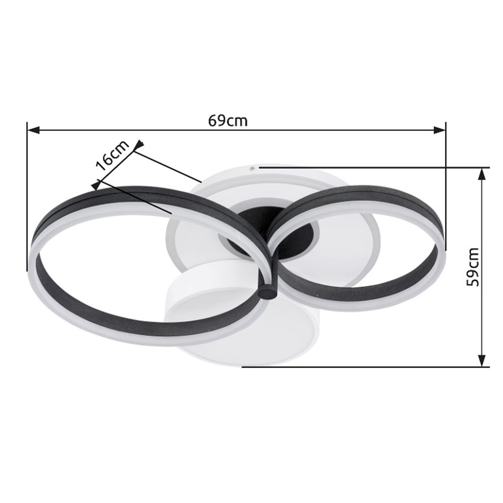 GLOBO LIGHTING LED Deckenleuchte »JACK«, Leuchtmittel LED-Modul | LED fest integriert, Deckenlampe/rund/Wohnzimmer/Schlafzimmer/modern
