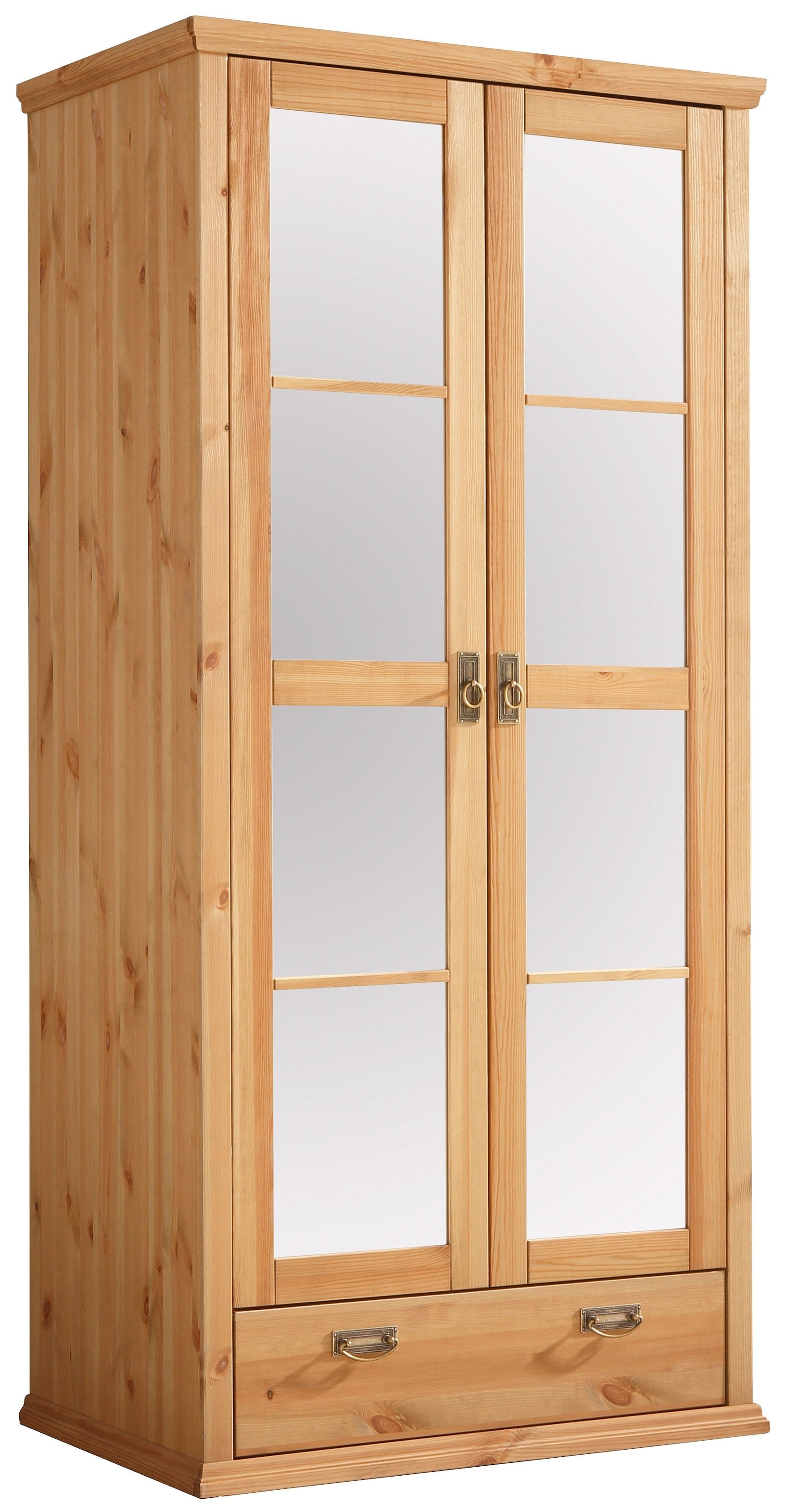 Home affaire Kleiderschrank »Madrid«, (3 Breiten: 90/164/245 cm H/T ca.190/59 cm), aus massiver Kiefer, in 3 Breiten mit Spiegeltüren