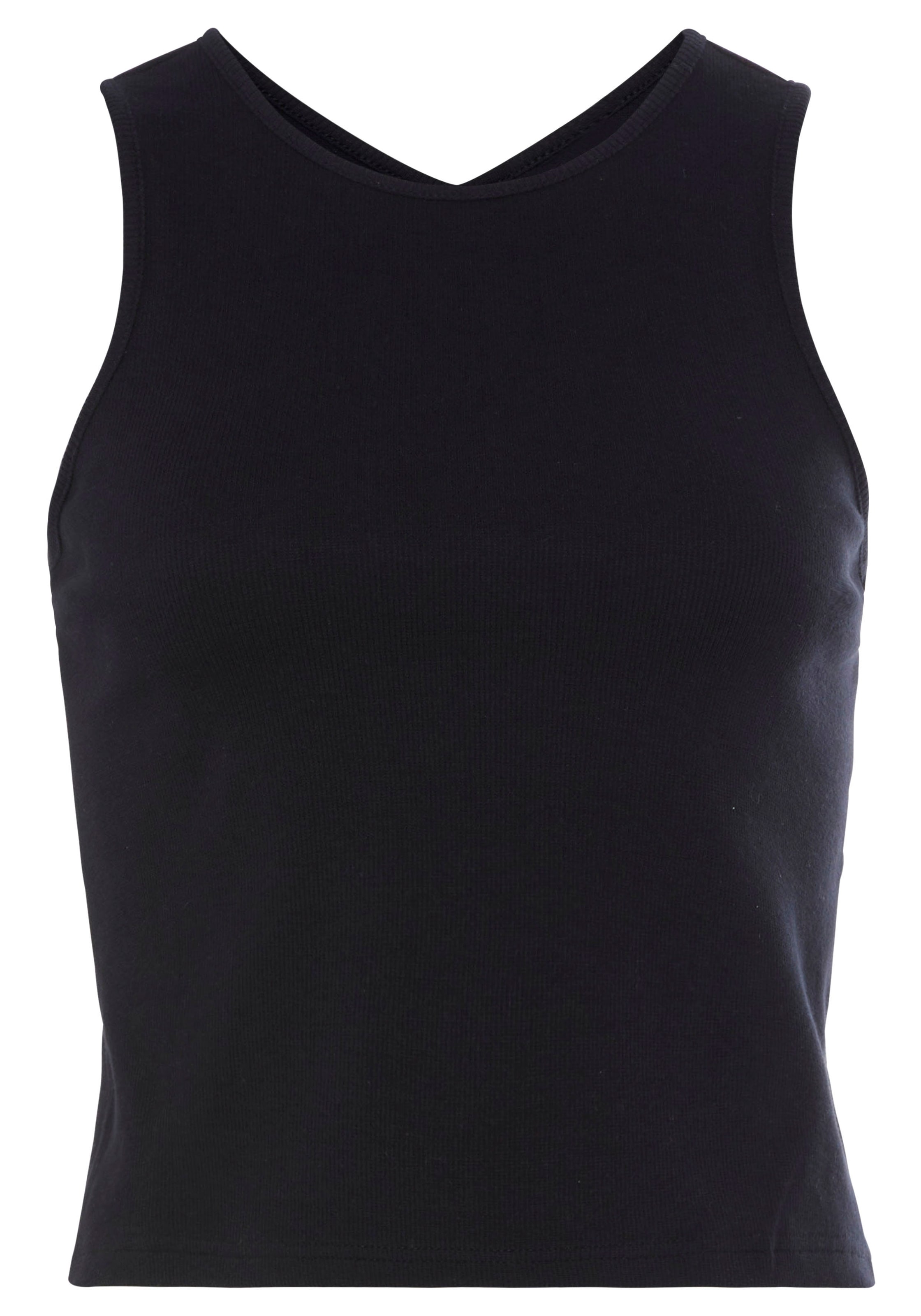 s.Oliver Ripptanktop, mit Cut-outs im Rücken, sportliches Damentop aus elastischer Baumwolle