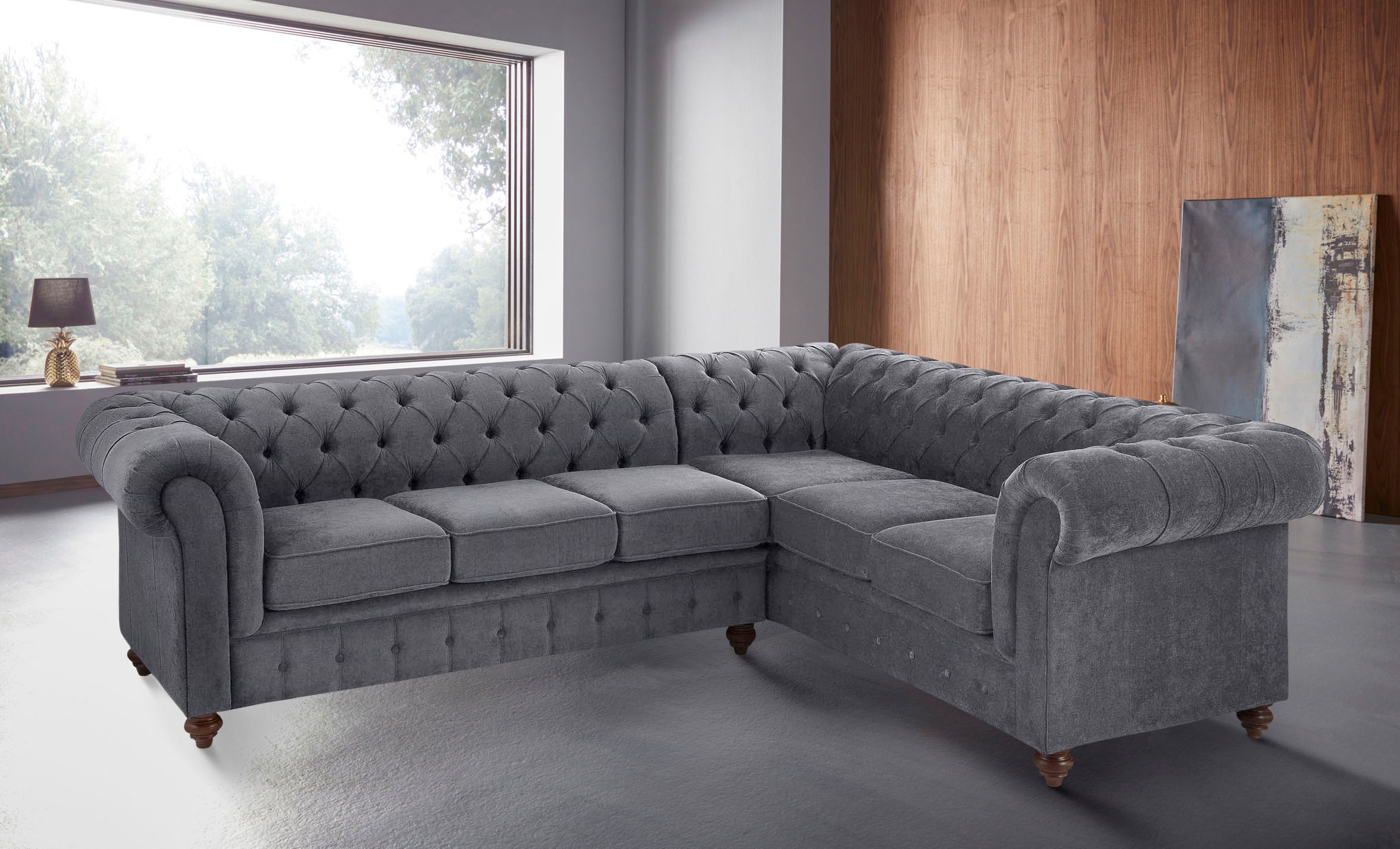 Home affaire Chesterfield-Sofa »Chesterfield Ecksofa, auch in Leder L-Form«, hochwertige Knopfheftung, langer Schenkel links oder rechts wählbar