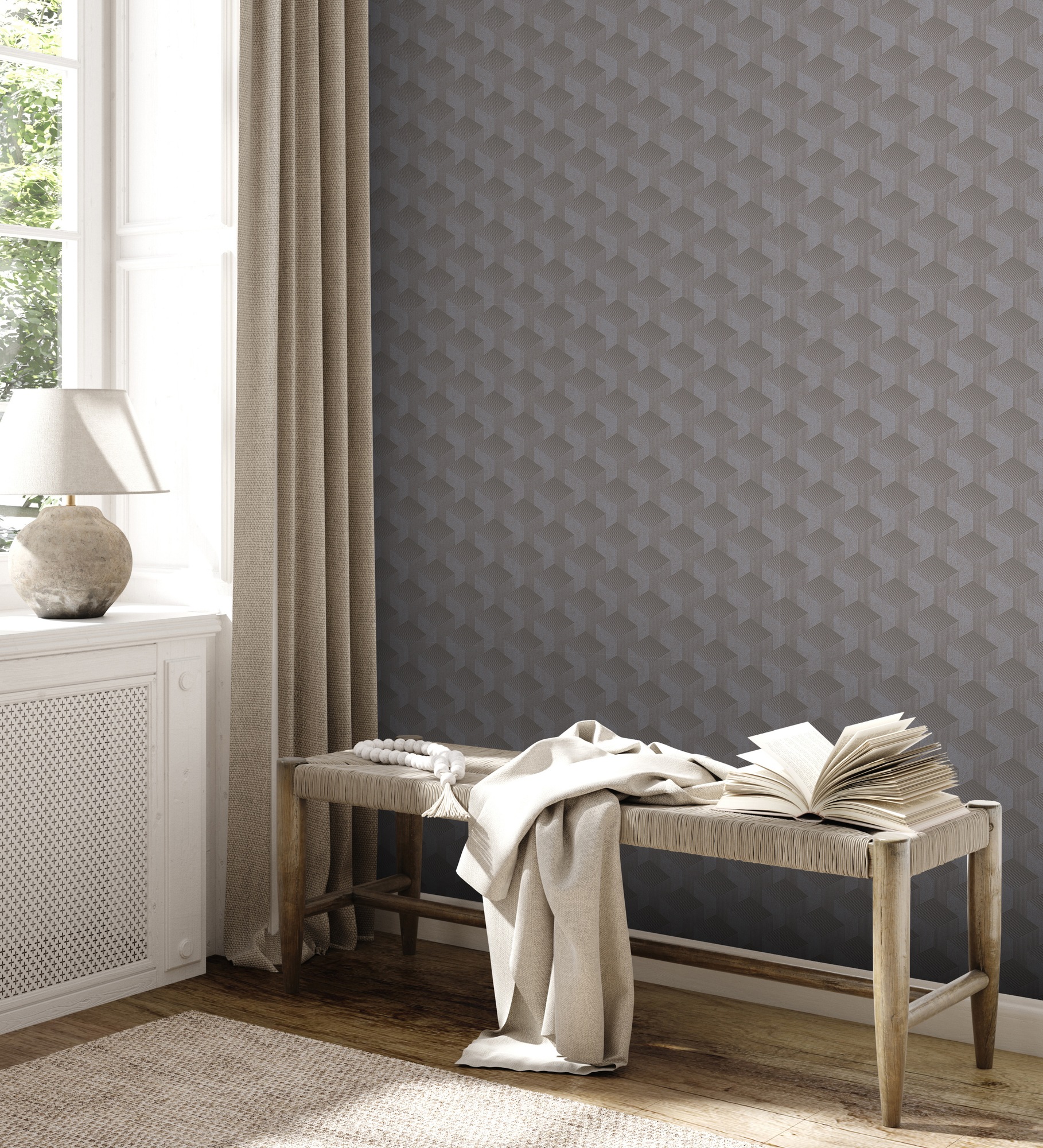 A.S. Création Vliestapete »Schlichte 3D-Tapete«, matt-gemustert-neutral, Grafiktapete 3D-Effekt Tapeten Wohnzimmer Schlafzimmer Küche modern