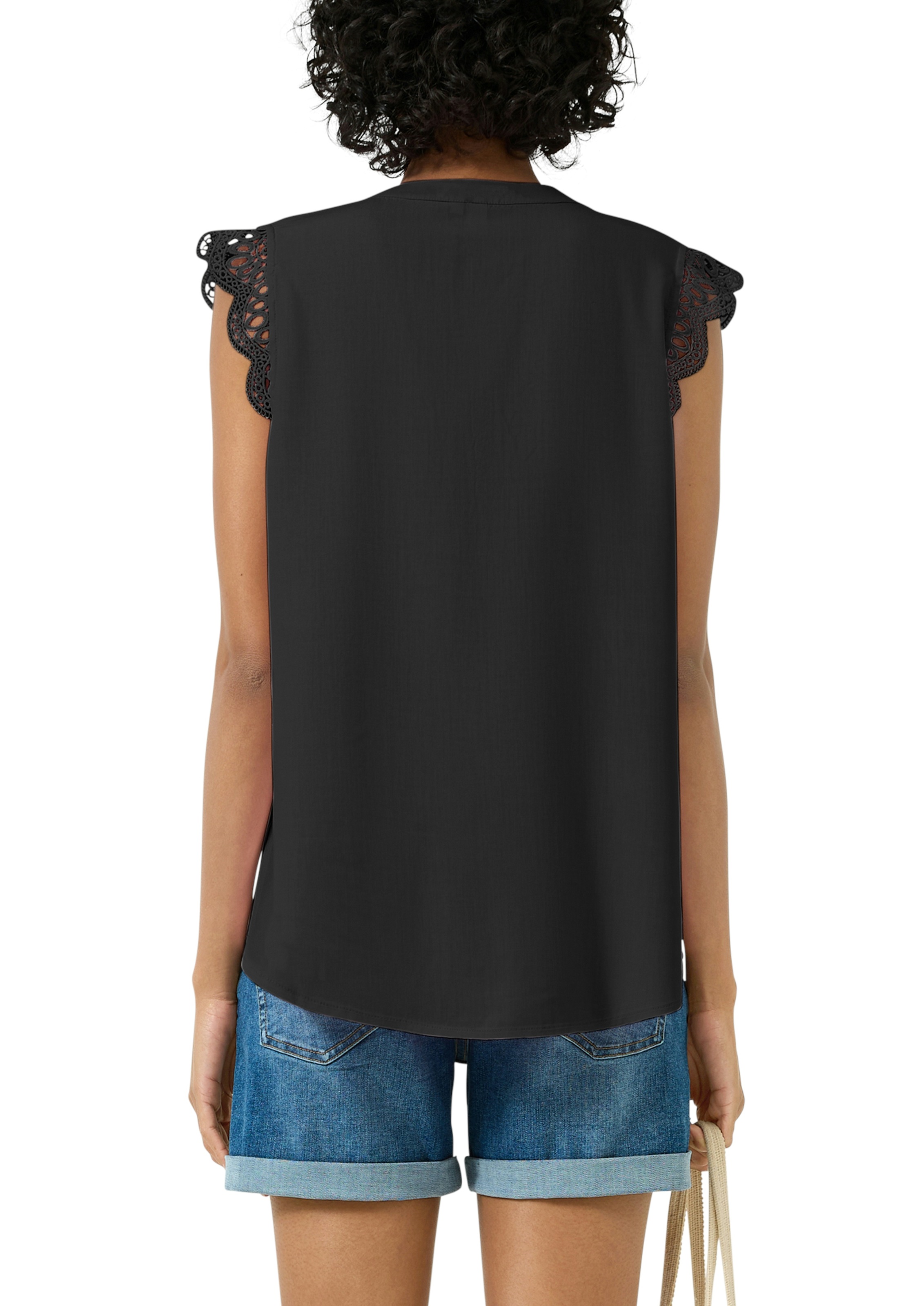 QS Blusentop Sommmertop mit Häkel-Details an der Schulter
