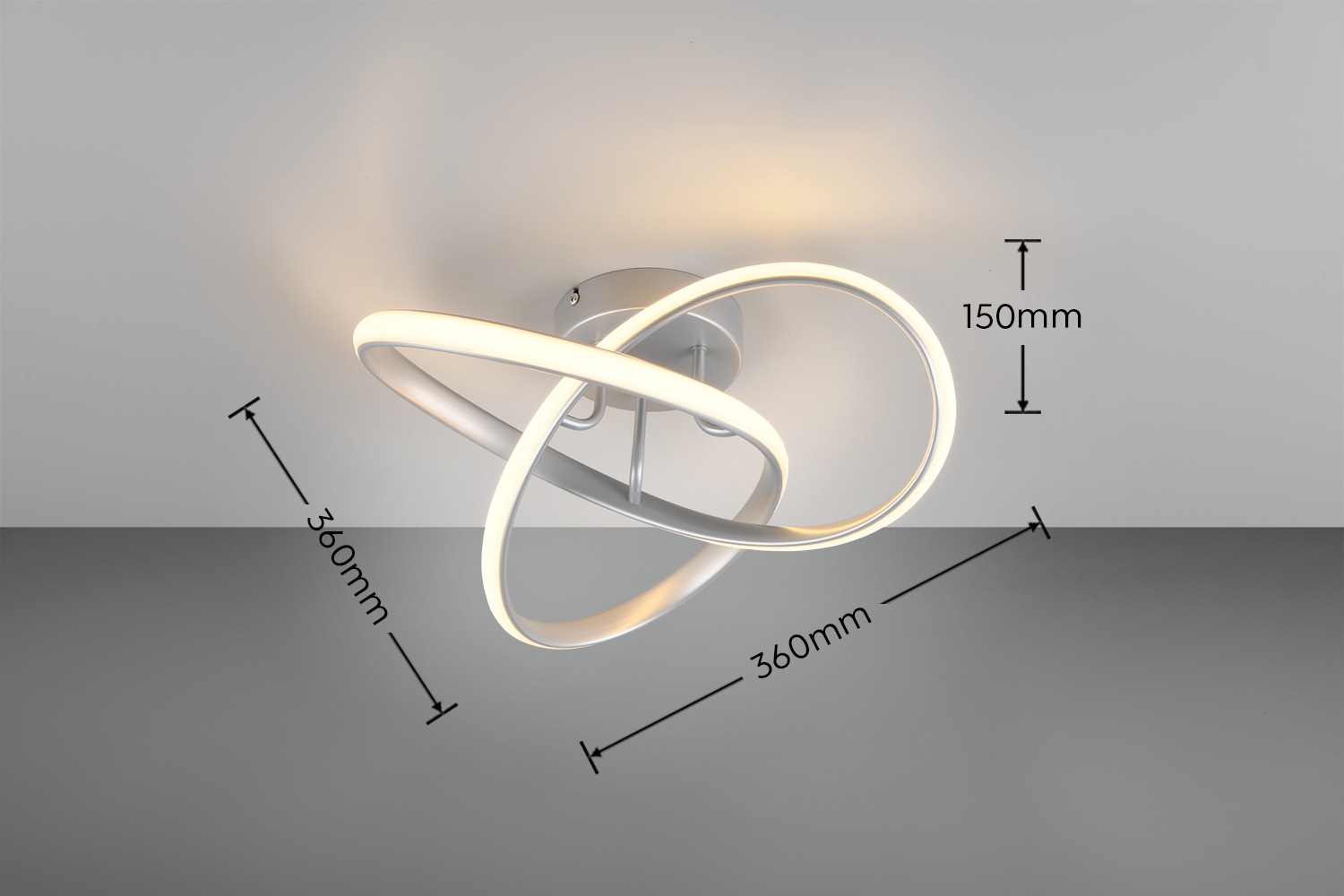 Places of Style LED Deckenleuchte »MESSACHUSETTS, kleine Dekolampe als LED Deckenlampe oder Wandlampe«, 1 flammig, Leuchtmittel LED-Board | LED fest integriert, Ø 40cm, Höhe 15cm Design Lampe mit geschwungenem LED Knoten 1800 Lumen