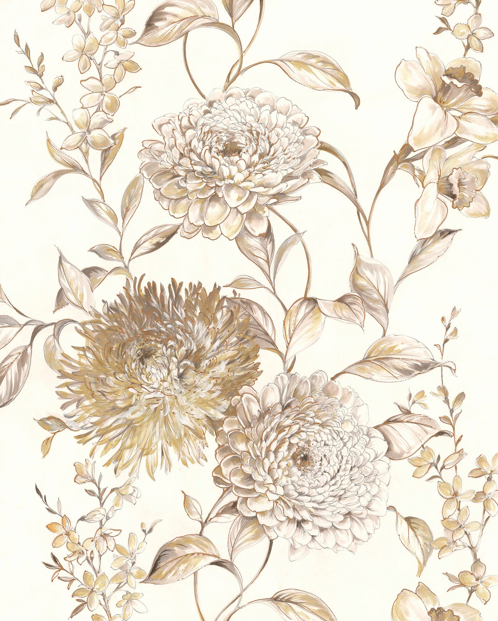 Komar Fototapete »Digitaldruck Vlies - Vintage Chrysanthemum - Größe 200 x günstig online kaufen