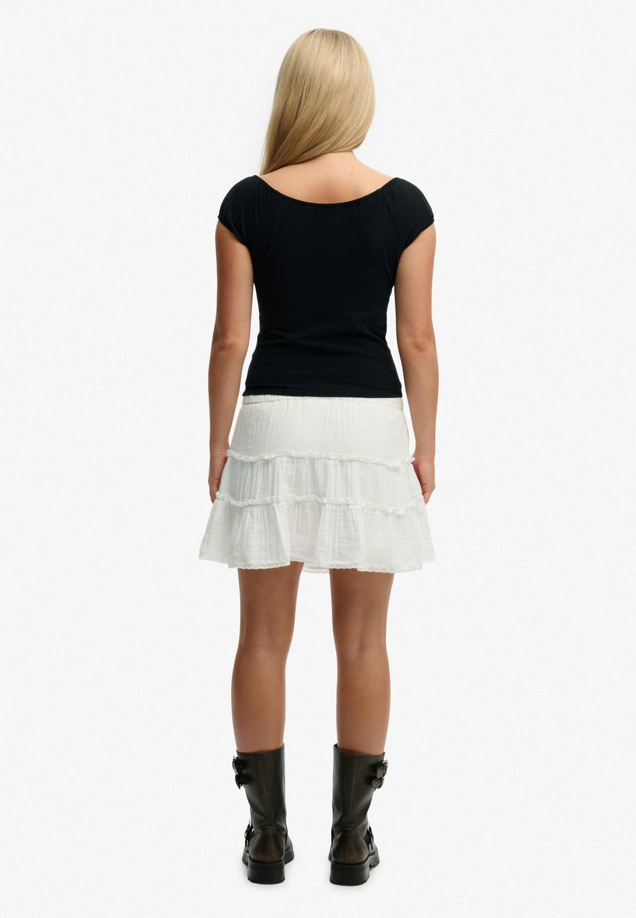 Superdry Sommerrock »CHEESECLOTH TIERED MINI SKIRT« aus Baumwolle, Regular Fit, mit Gummizug, unifarbene Optik