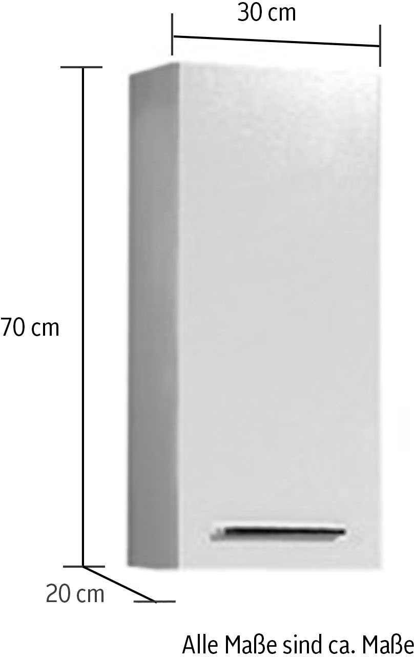 Saphir Hängeschrank »Quickset 335 Wand-Badschrank 30 cm breit mit 1 Tür und 2 Einlegeböden«, Badezimmer-Hängeschrank inkl. Türdämpfer, Griffe in Chrom Glanz