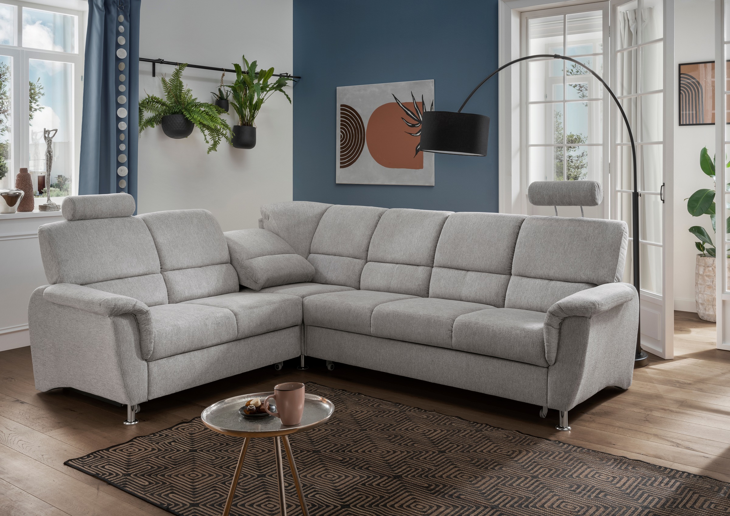 Home affaire Ecksofa »Pisa L-Form, mit Schlaffunktion, Stauraum, 2x höhenve günstig online kaufen