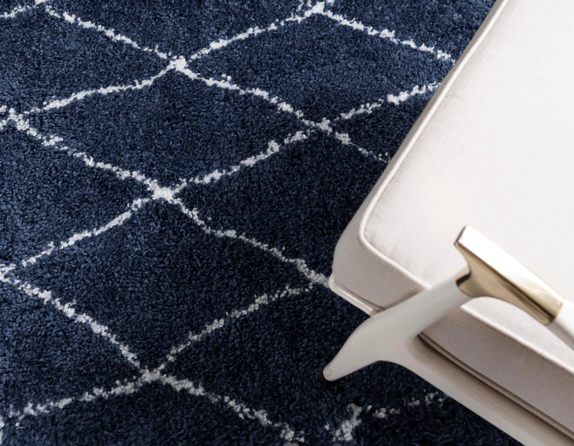 Myflair Möbel & Accessoires Hochflor-Teppich »Temara Shag Lagerräumung«, rund, 51 mm Höhe, gewebt, Rauten Design, weich & kuschelig