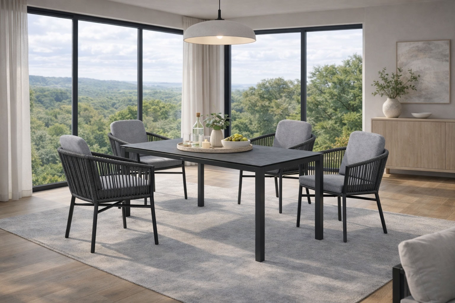 Destiny Garten-Essgruppe »LIMONE CREMONA« Set, 13 tlg. bestehend aus 4 Sesseln mit Sitz und Rückenkissen, 1 Esstisch